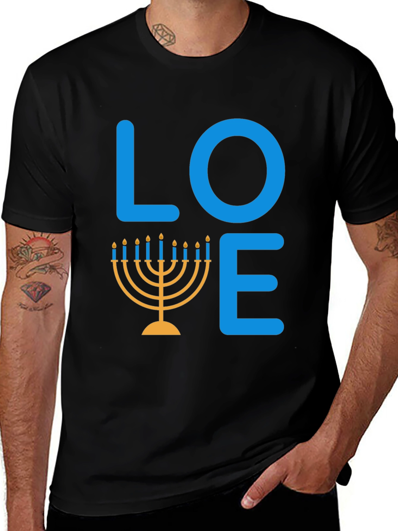 Variant 11 of Love Hanukkah T-Shirt Jewish Holiday Menorah