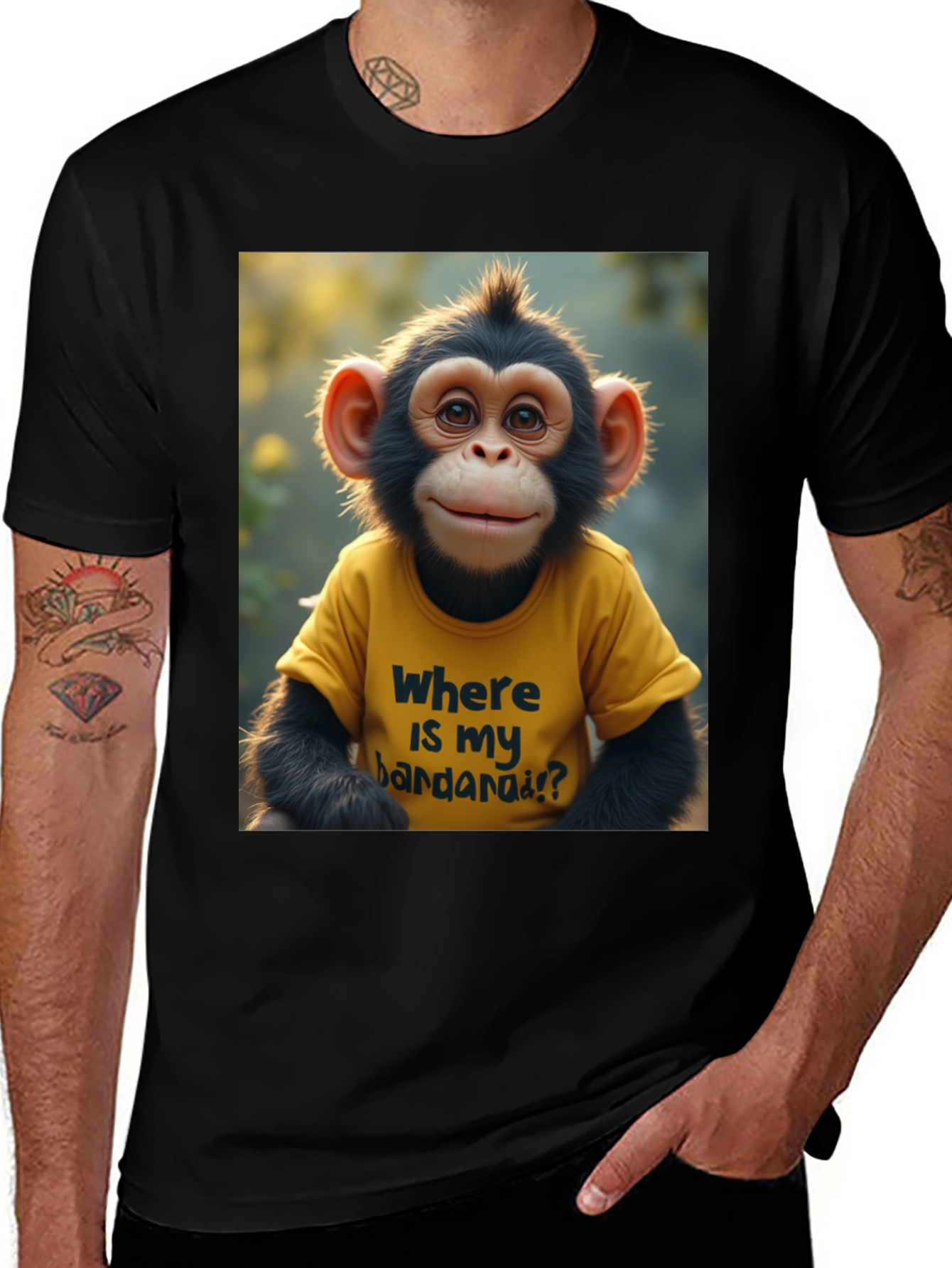 Variant 23 of Monkey 'Where's my bandaraii?' Graphic Tee