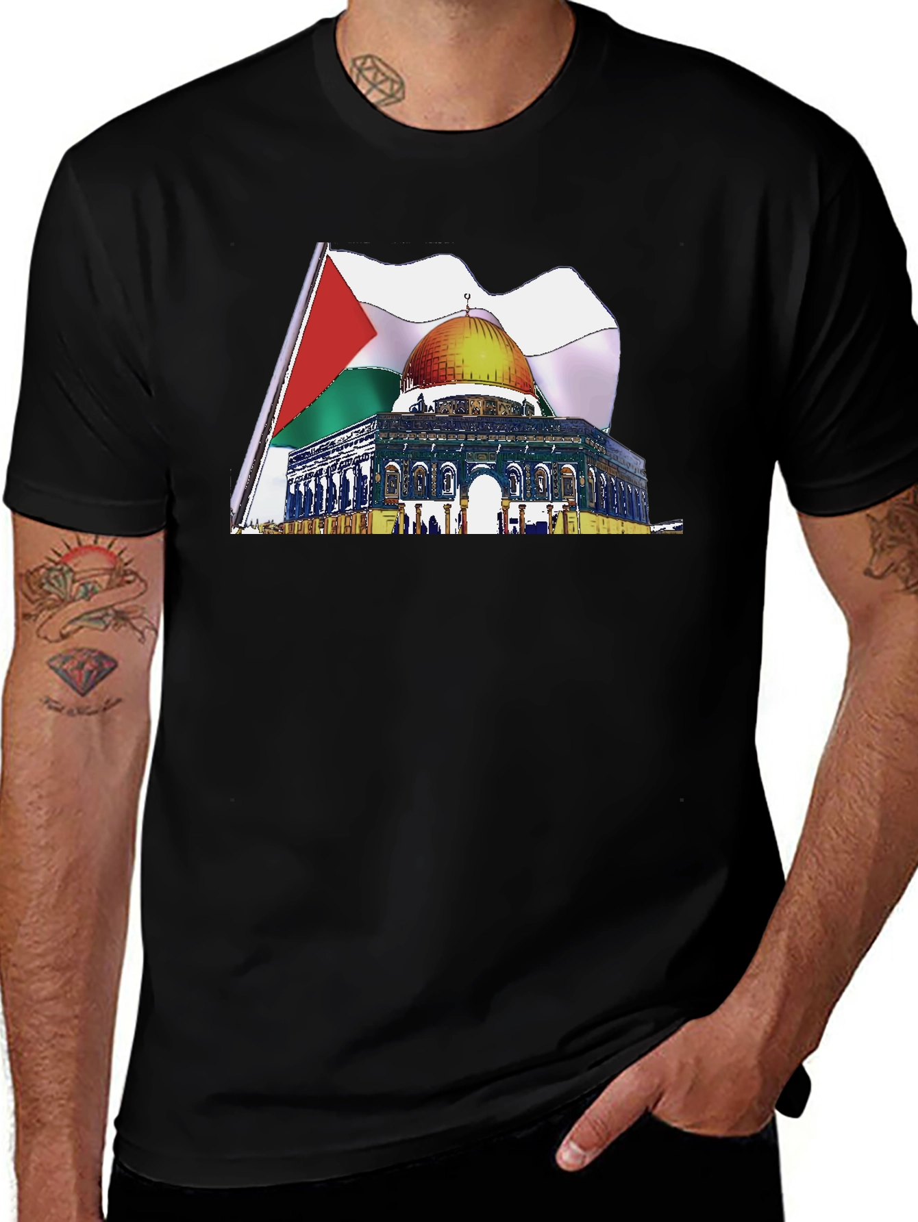 Palestine Flag Dome of the Rock Graphic T-Shirt