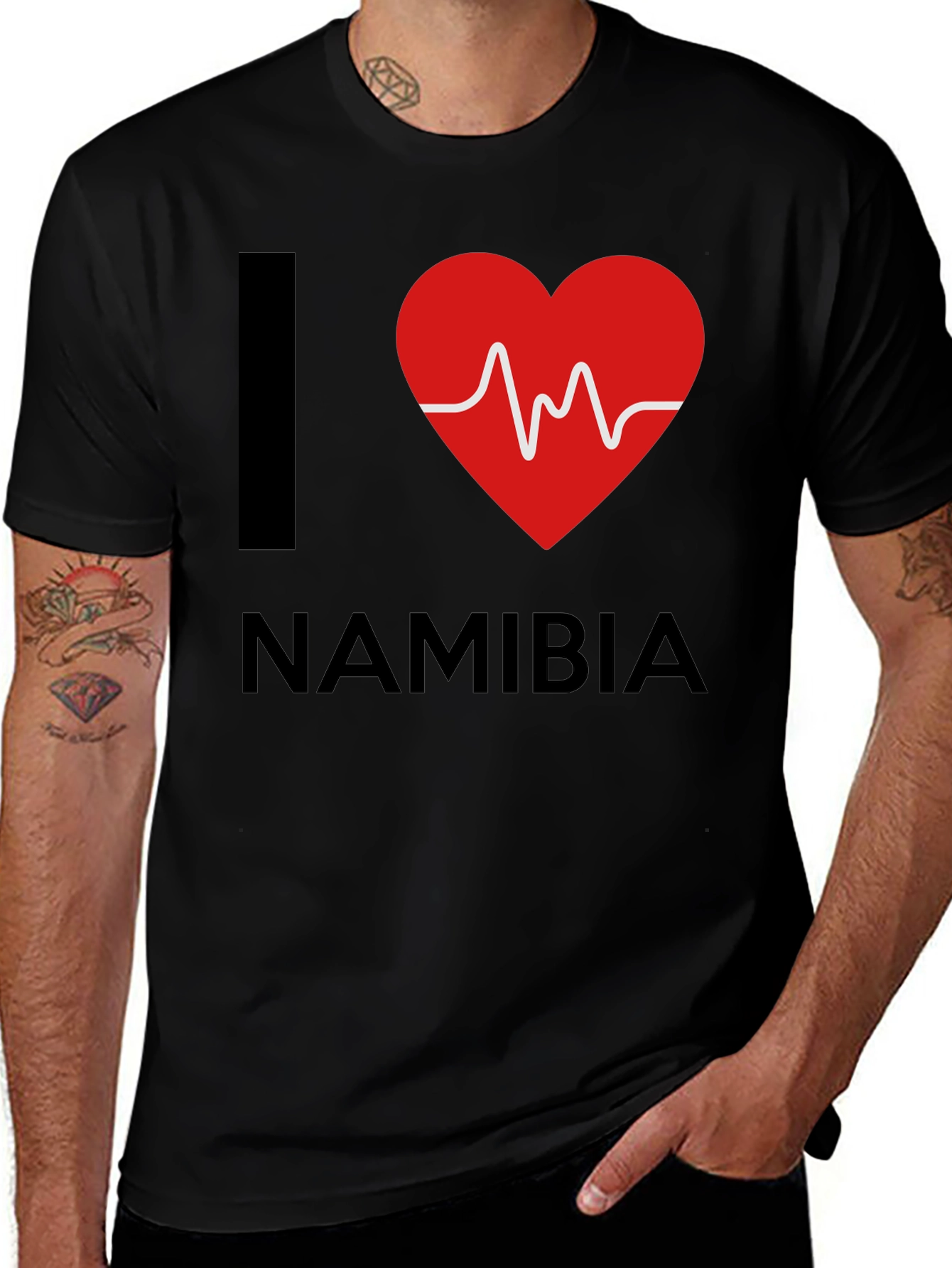 I Heart Namibia Graphic Tee - Black Cotton T-Shirt