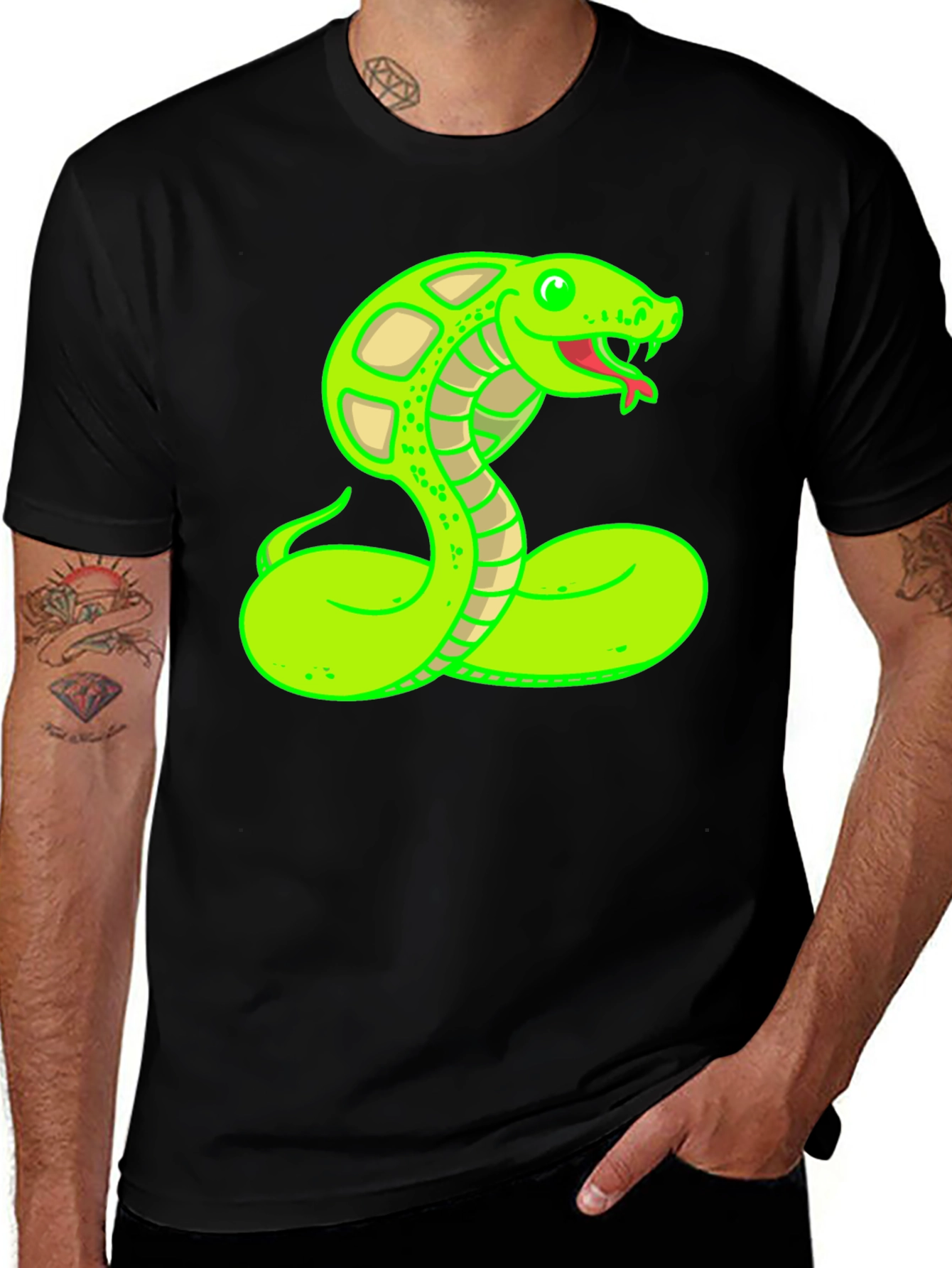 Variant 6 of Snake Graphic Print Black T-Shirt