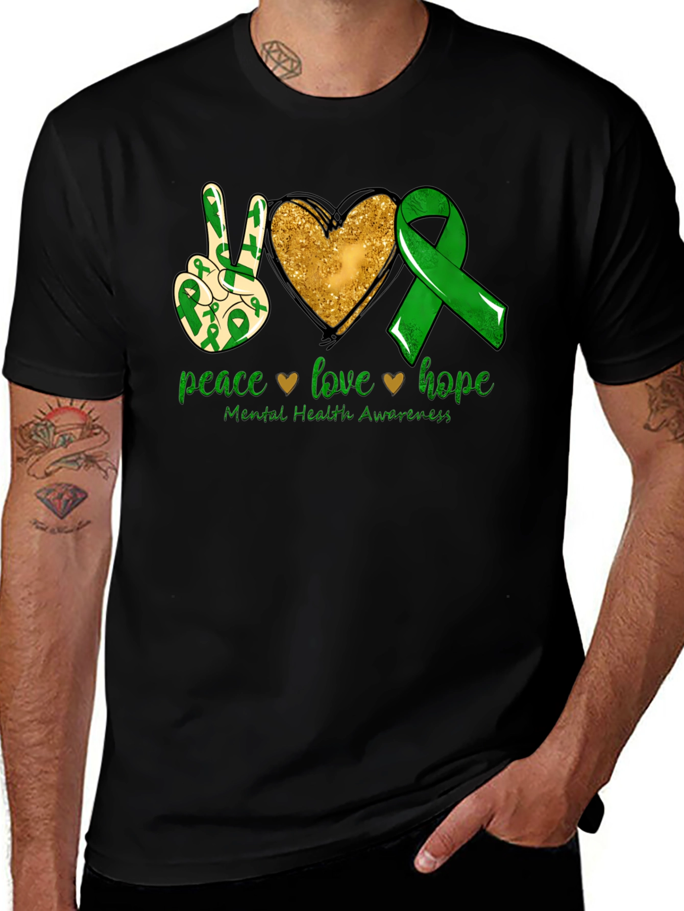 Variant 11 of Peace Love Hope Mental Health Awareness T-Shirt