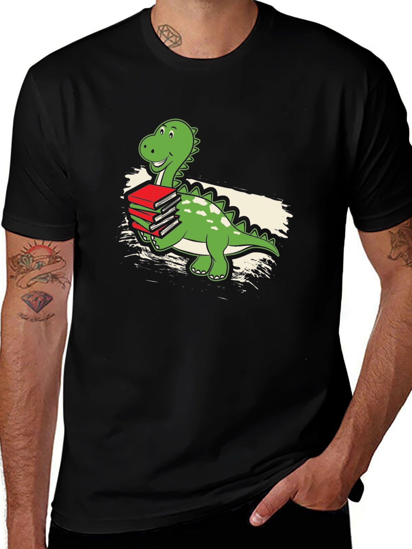 Variant 22 of Dinosaur with Books Graphic T-Shirt