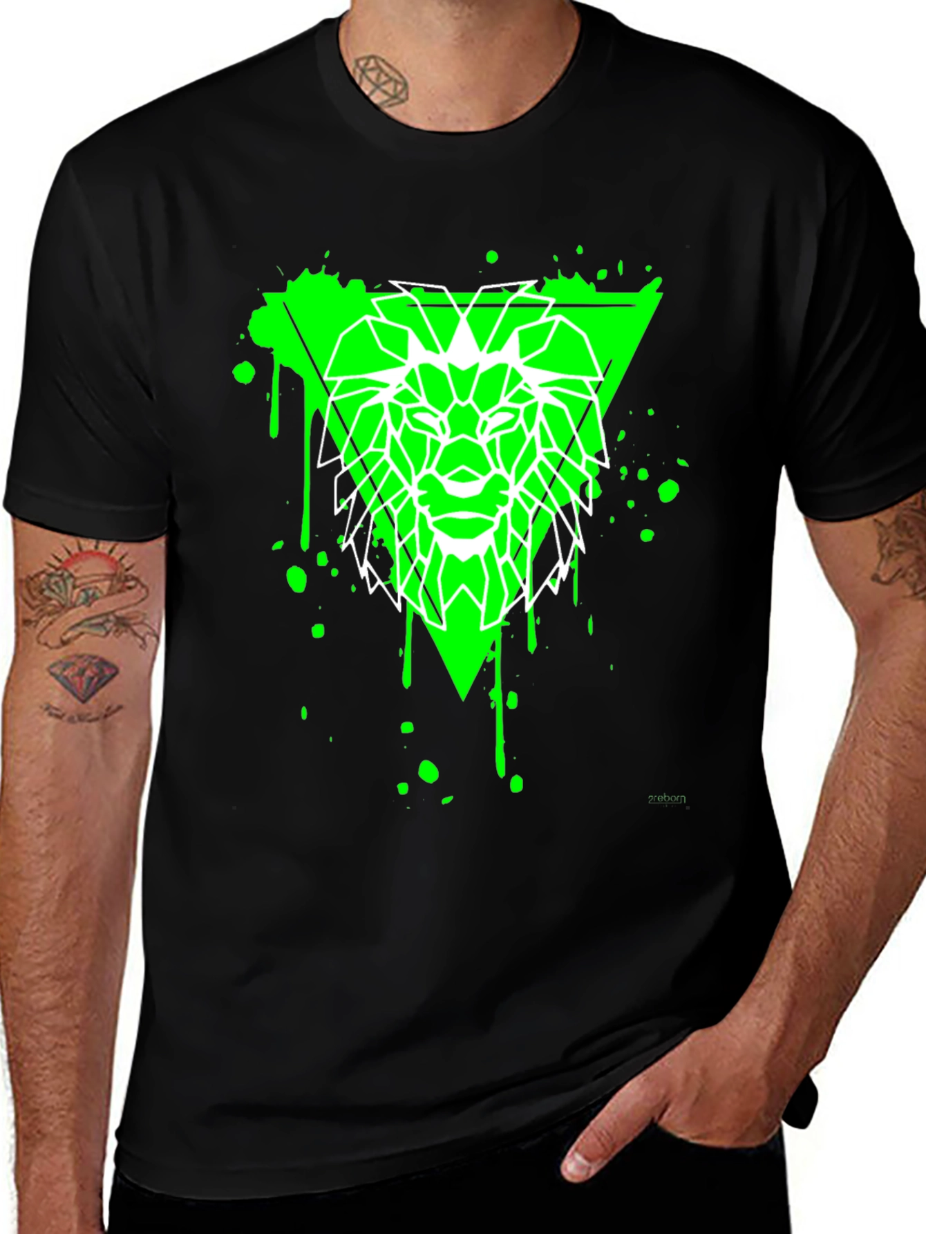 Variant 7 of Geometric Lion Graphic Tee - Black