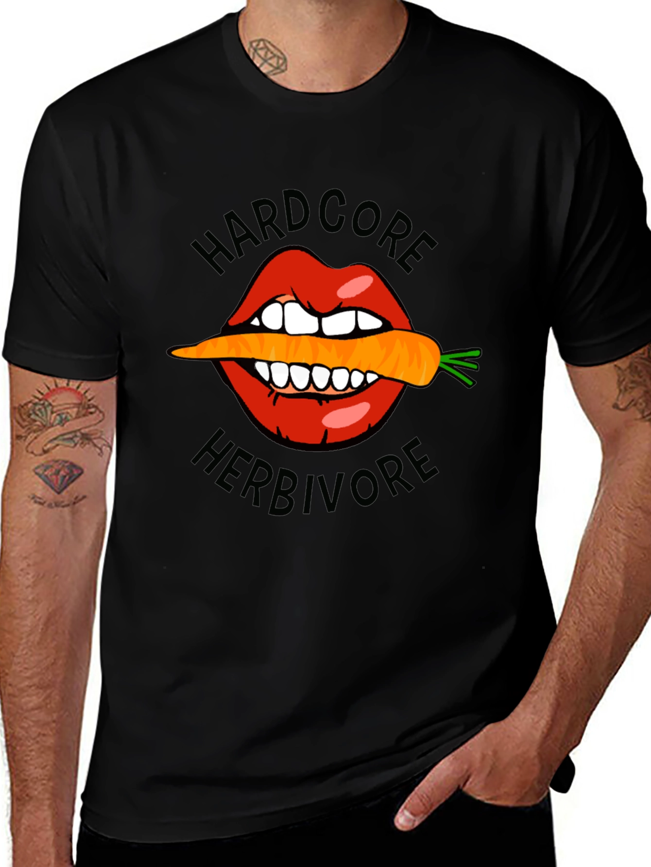 Variant 8 of Hardcore Herbivore T-Shirt, Vegan Carrot Bite Tee