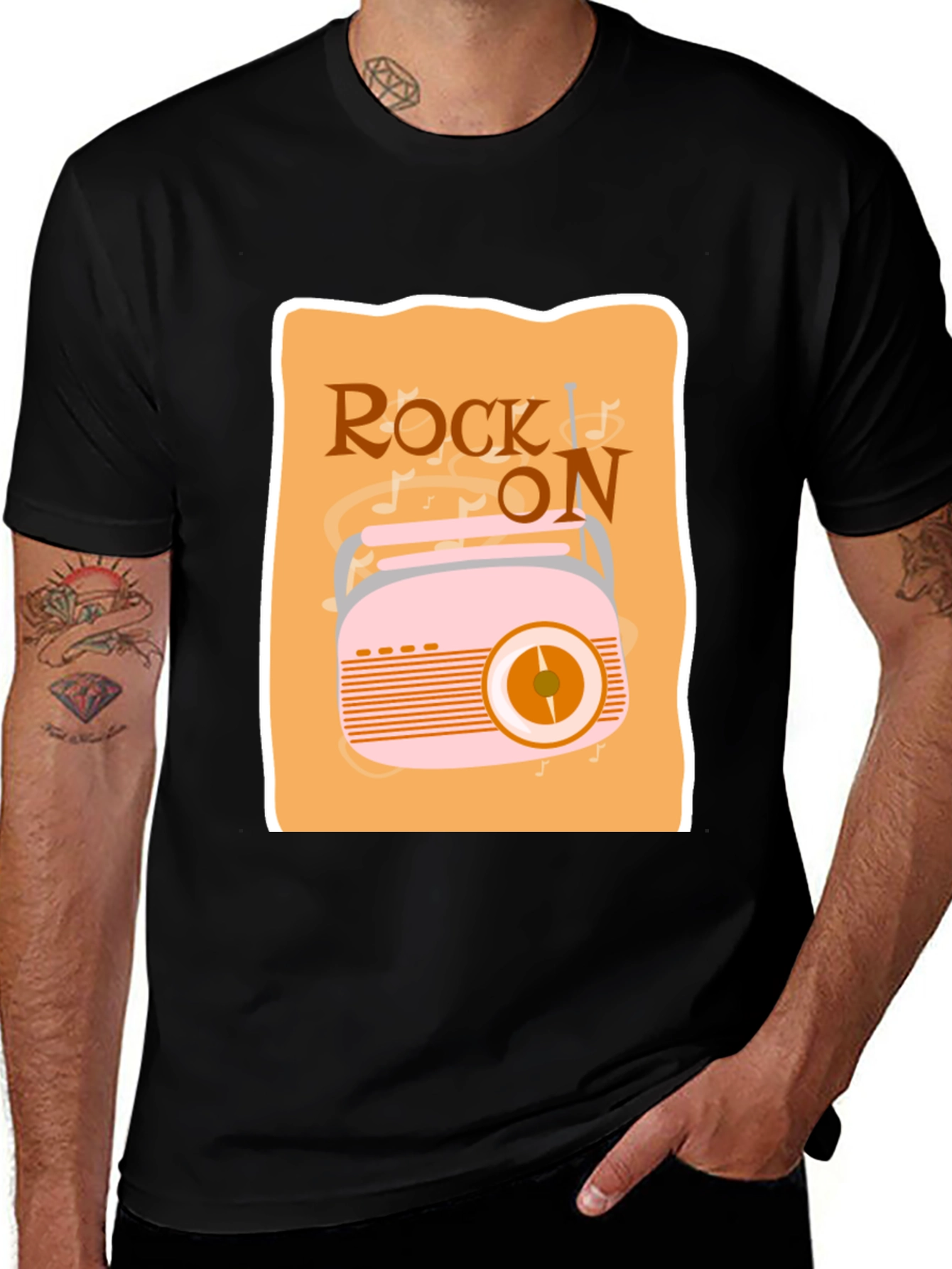 Variant 2 of Rock On Retro Radio Graphic Tee - Black