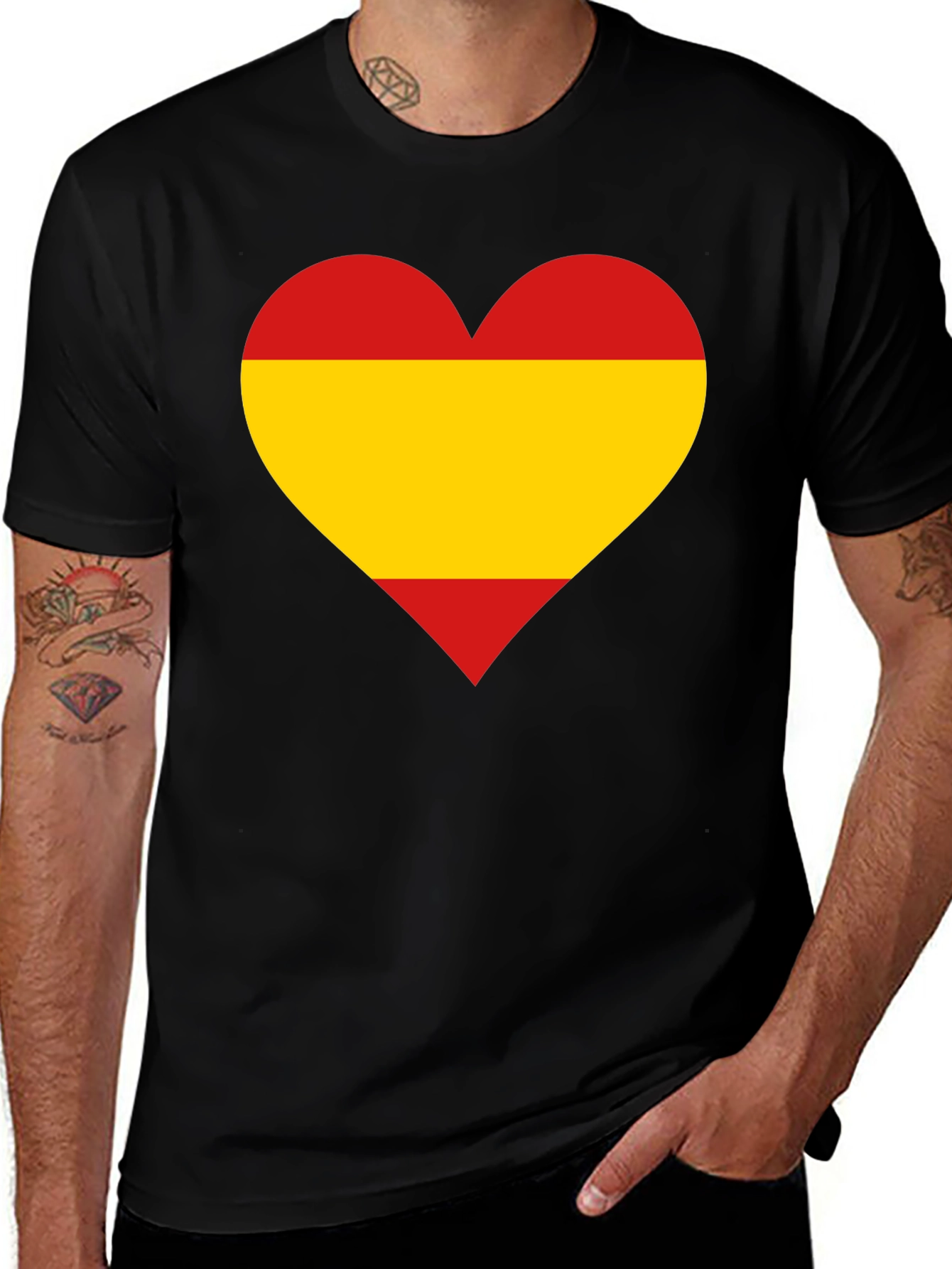 Spanish Flag Heart Graphic T-Shirt