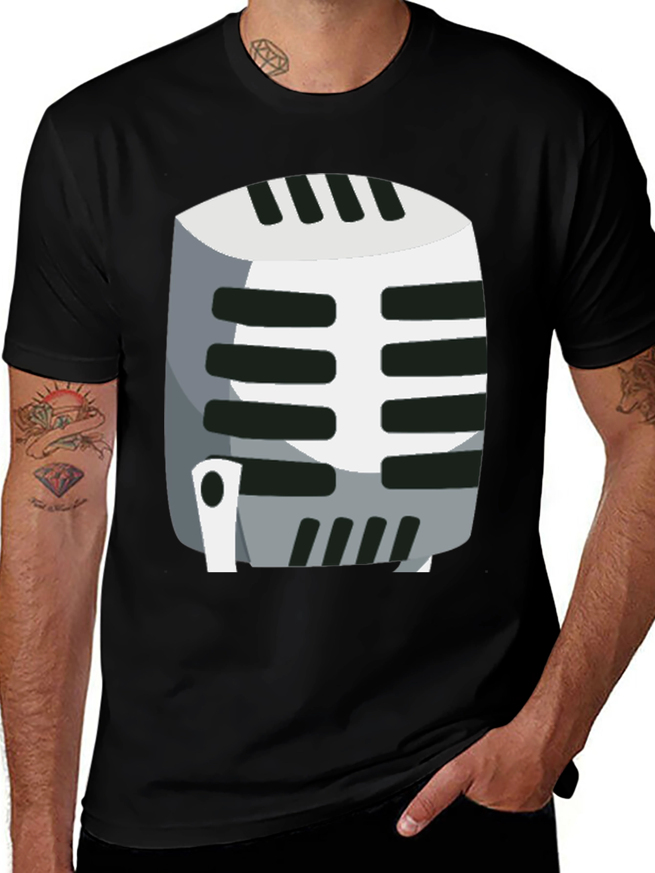 Variant 25 of Retro Microphone Graphic Tee - Classic Style