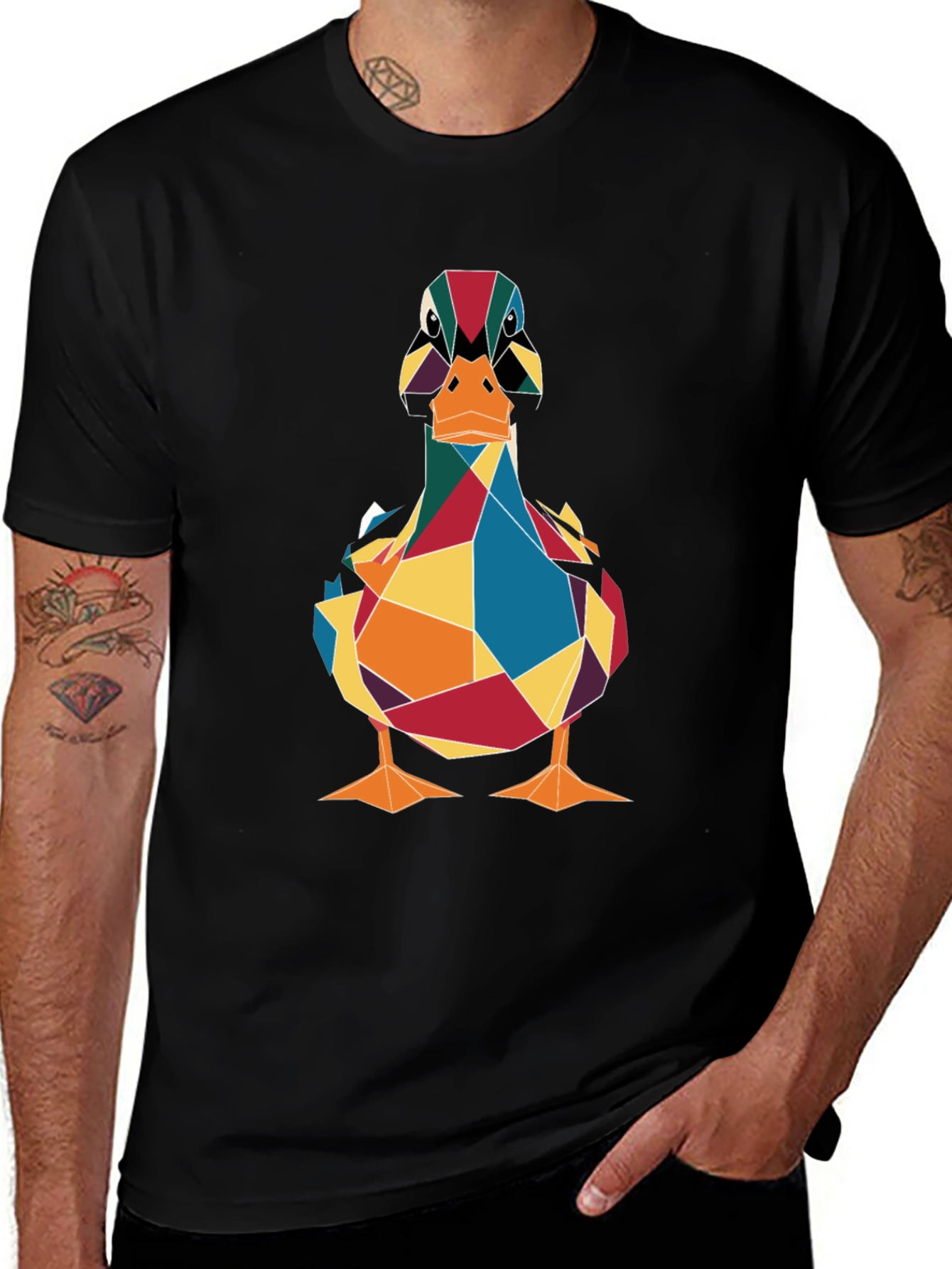 Geometric Duck Graphic Tee - Stylish Men's T-Shirt