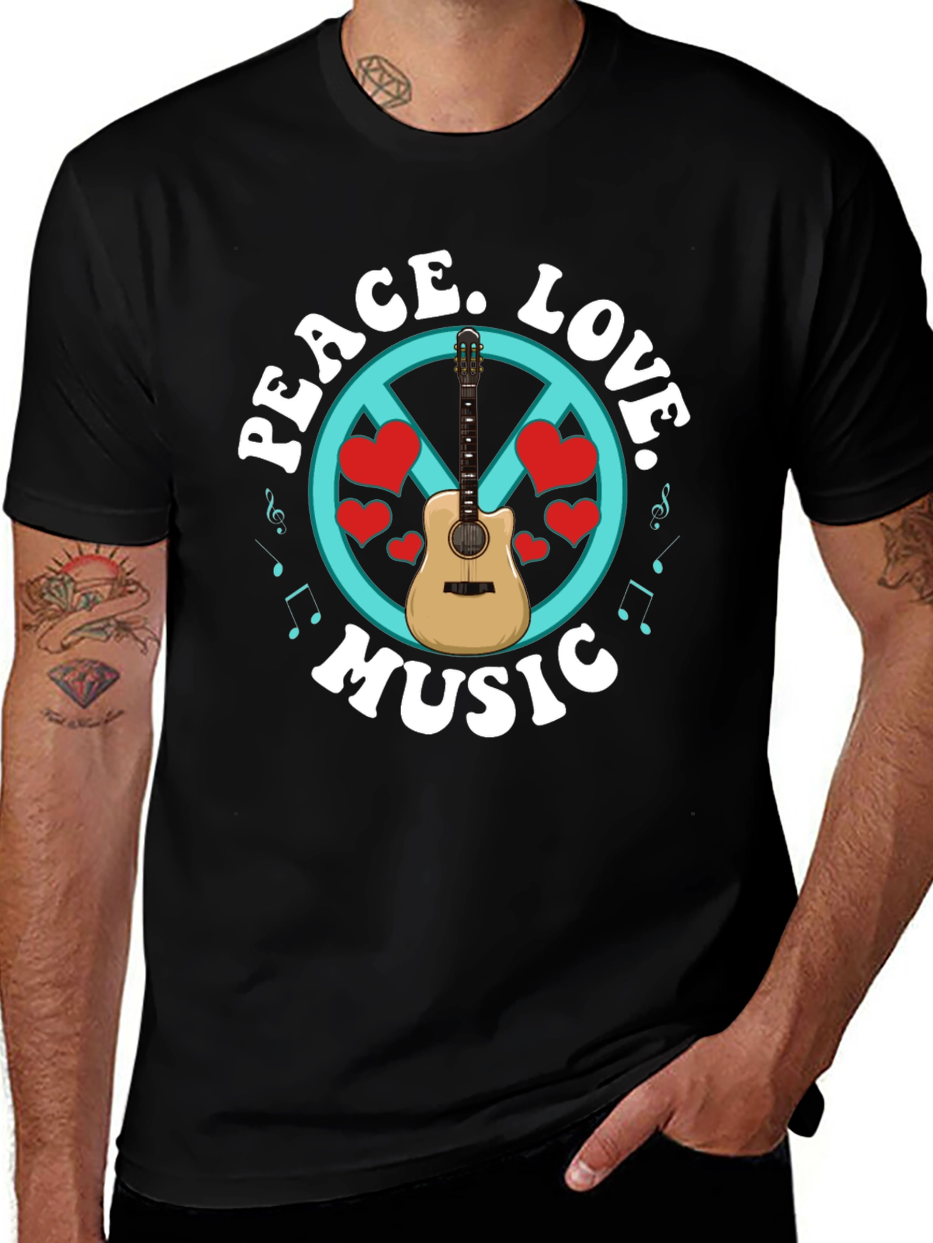 Variant 28 of Peace Love Music Guitar T-Shirt