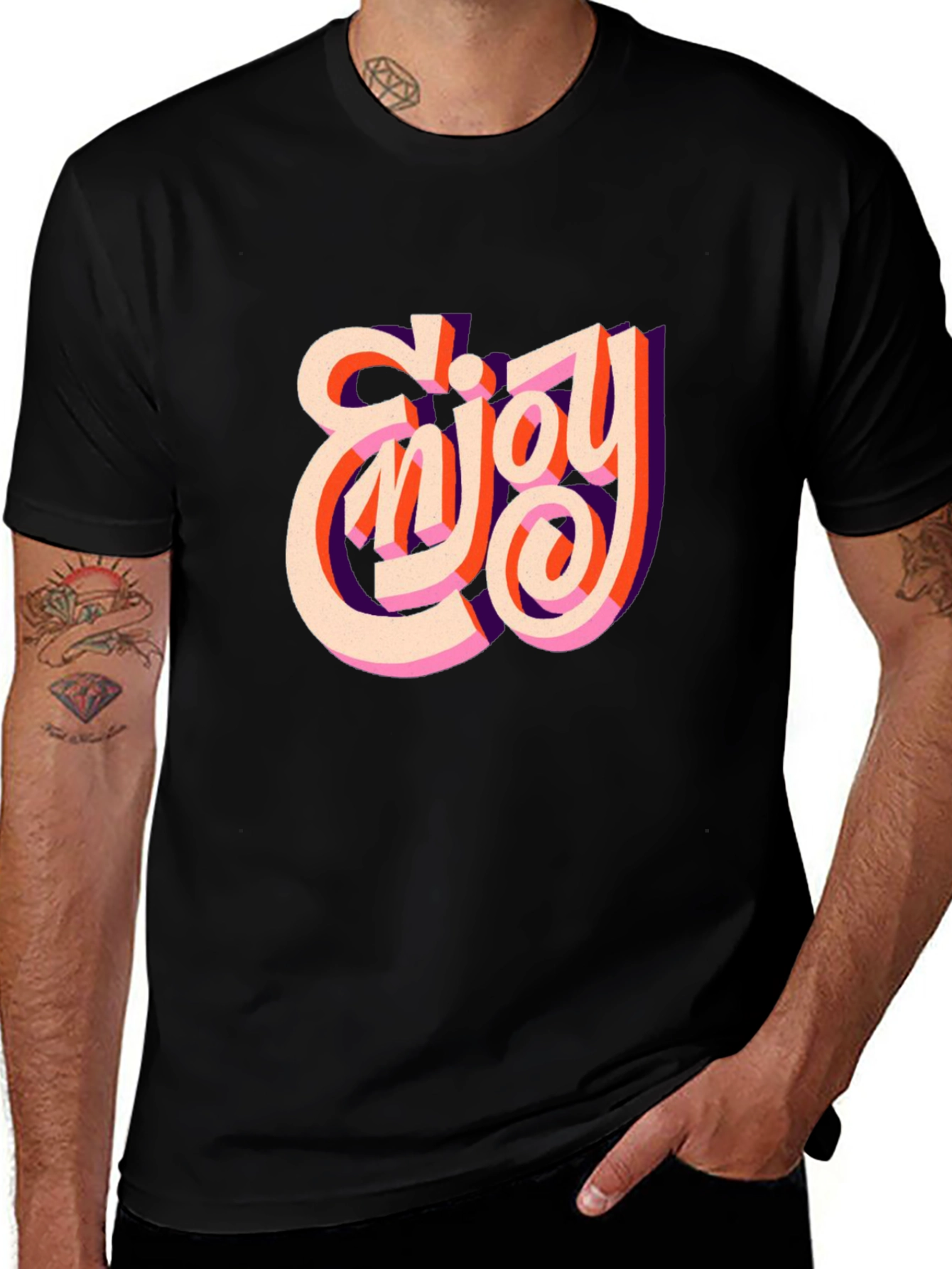 Variant 28 of Enjoy Graphic Print Black T-Shirt