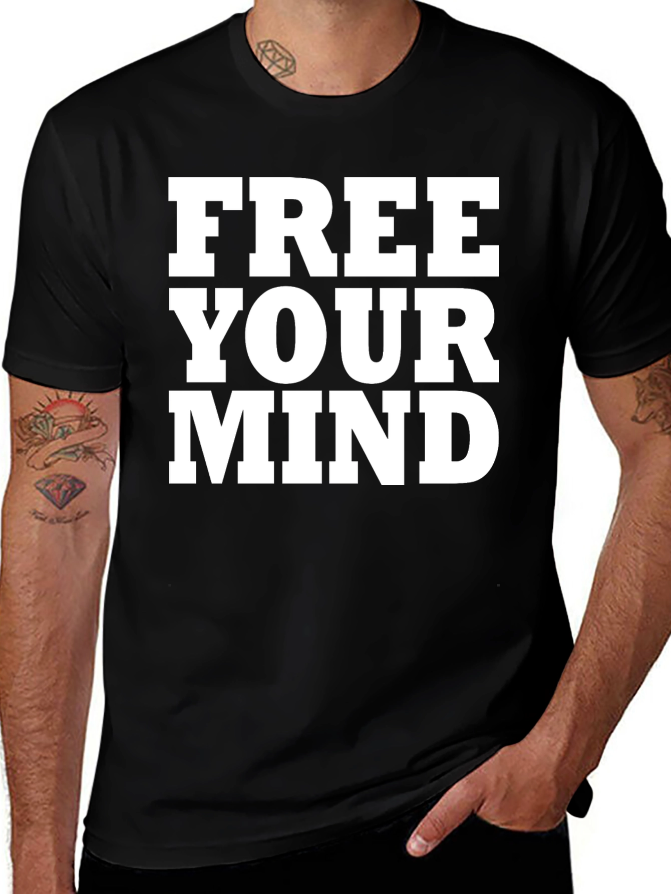 Variant 17 of Free Your Mind Graphic Tee - Black Cotton T-Shirt