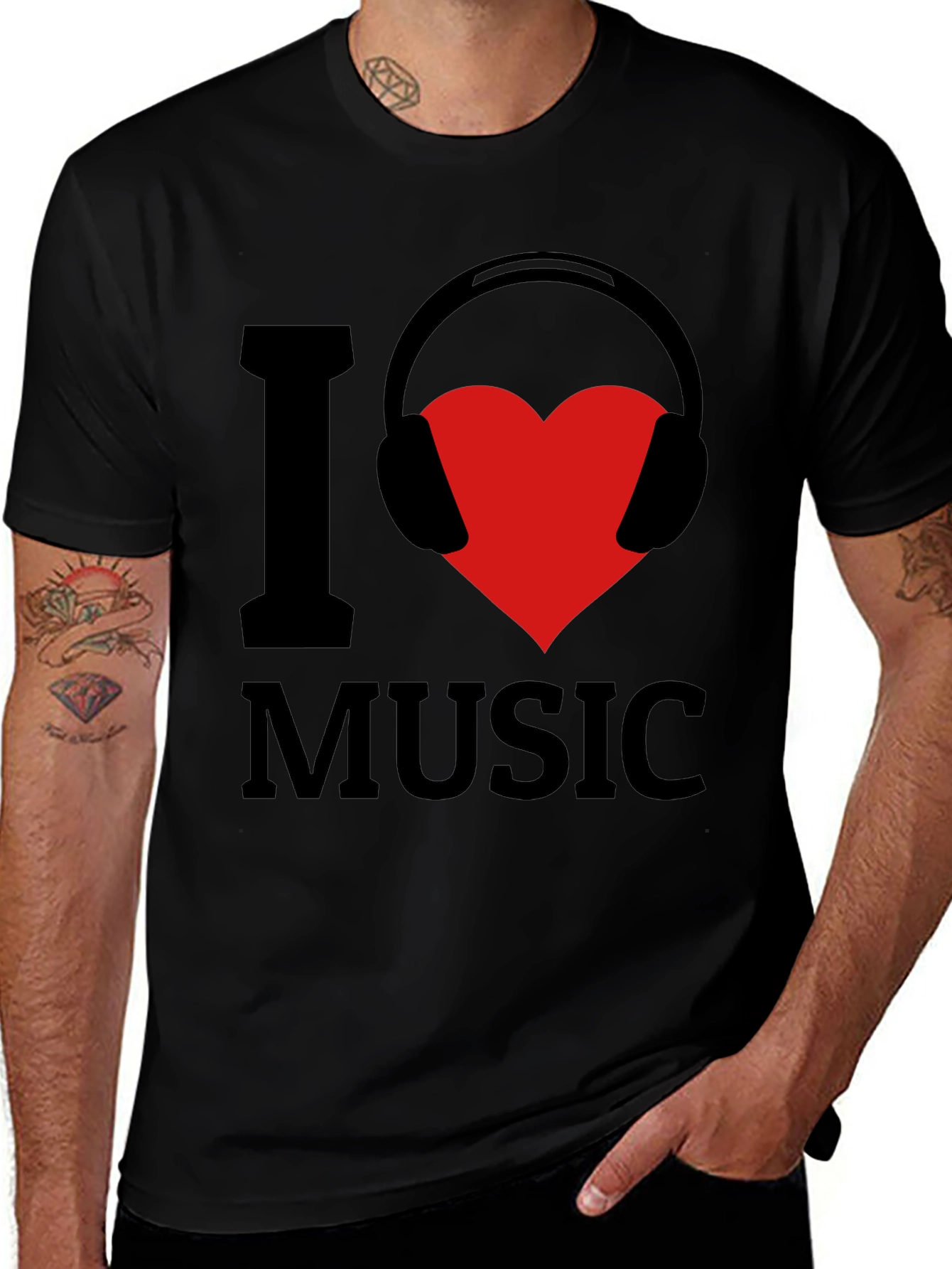 Variant 24 of I Love Music T-Shirt - Heart Headphones Graphic Tee