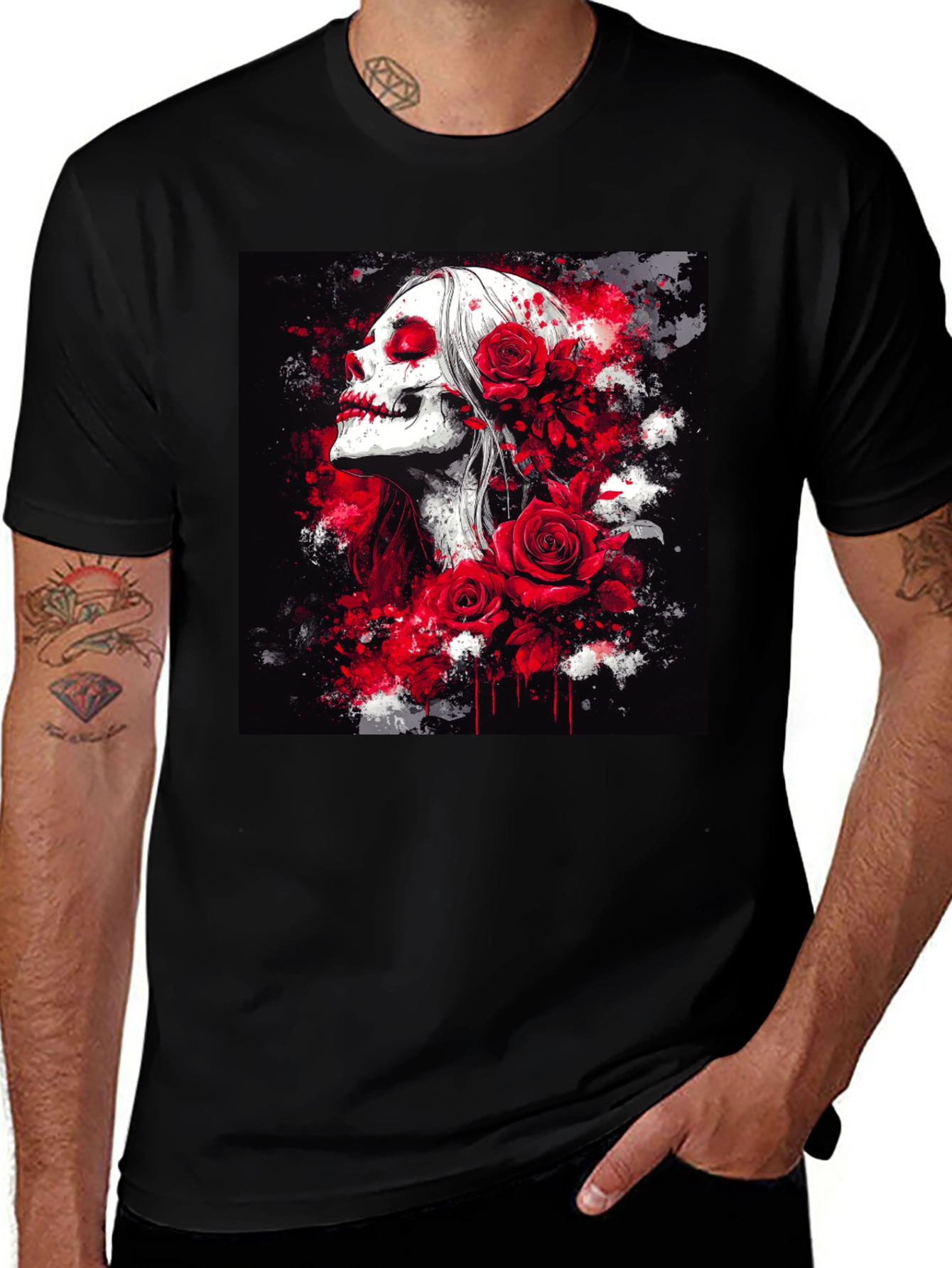 Variant 26 of Skull & Roses Graphic Tee