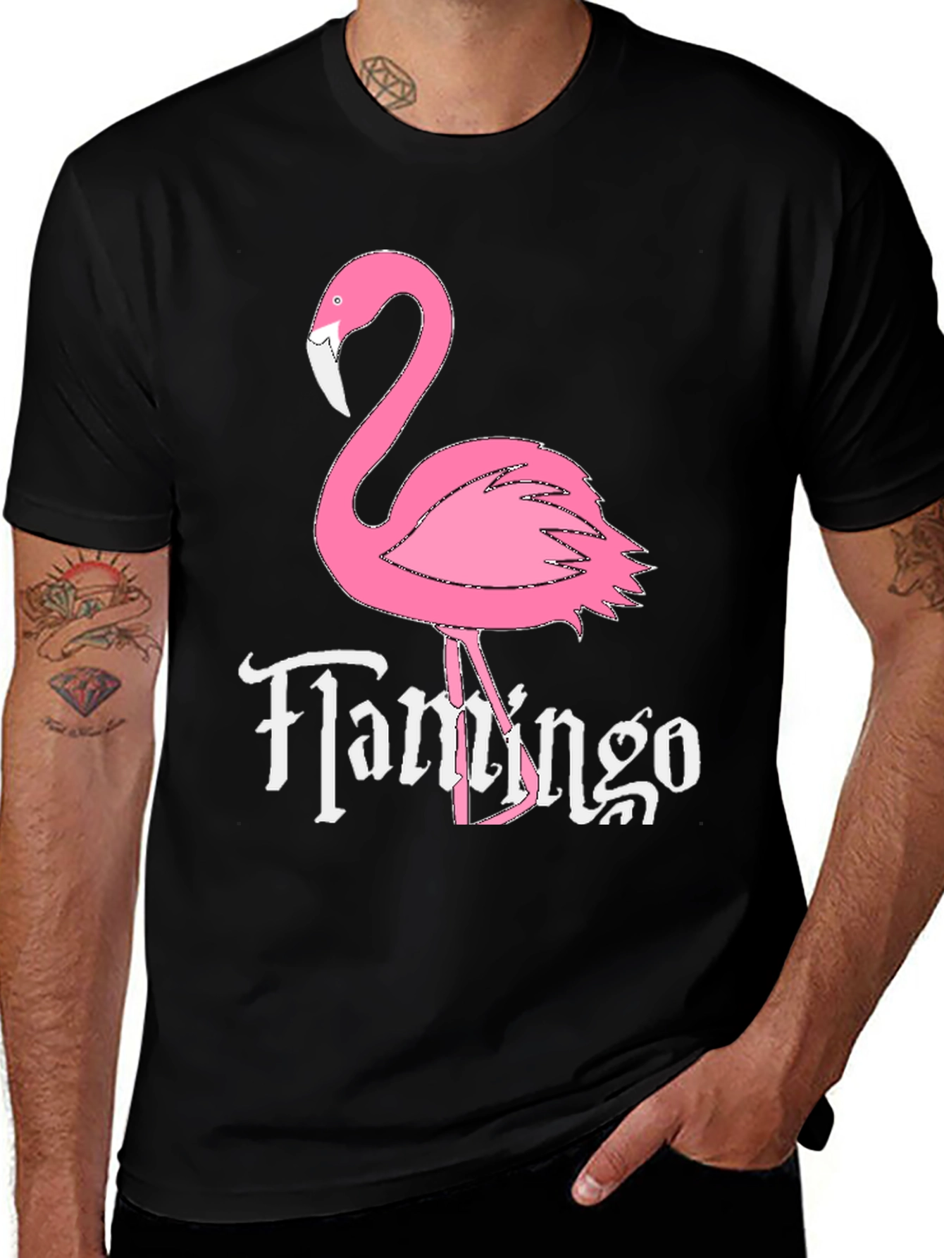 Variant 6 of Black Flamingo Graphic Tee - Novelty Casual T-Shirt