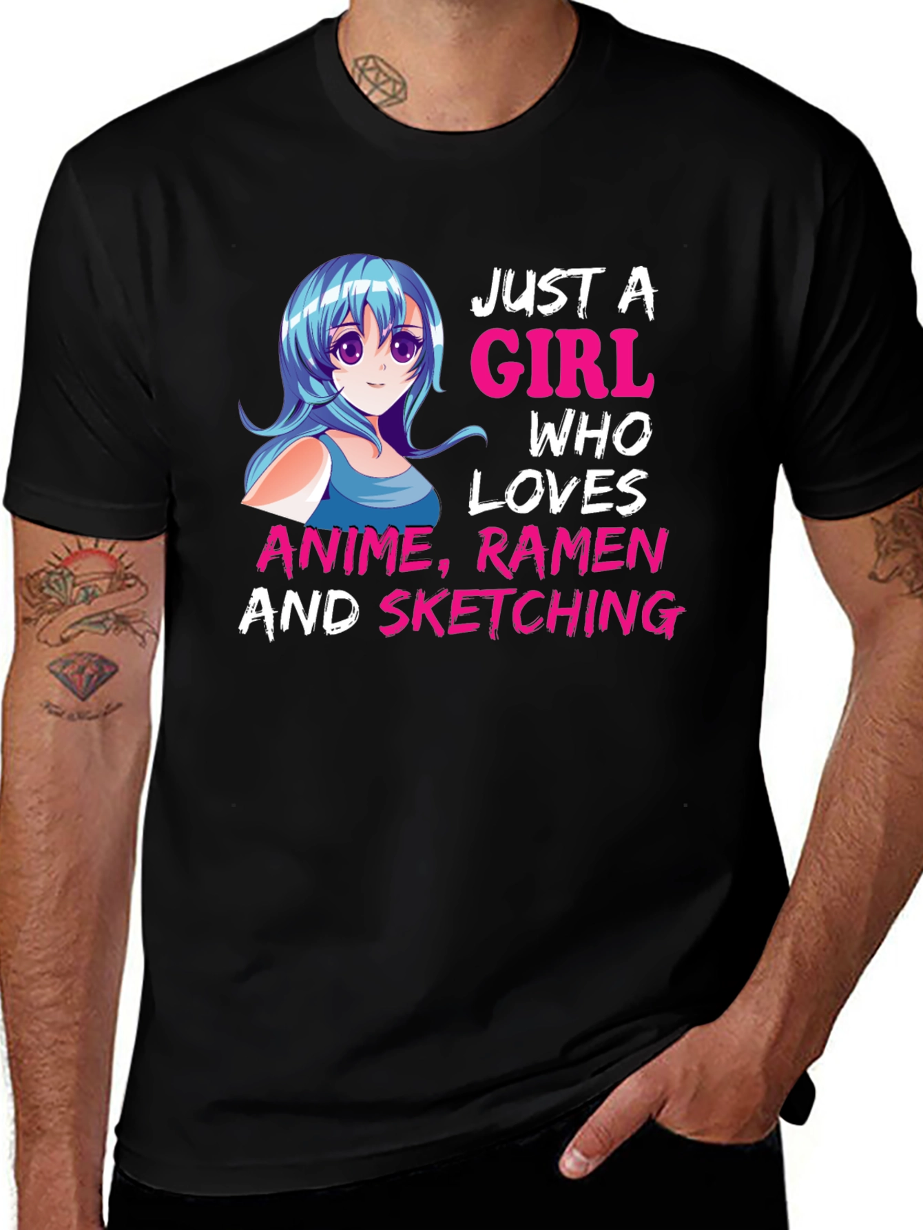 Variant 14 of Anime Lover T-Shirt - Just a Girl Who Loves Anime, Ramen, and Sketching
