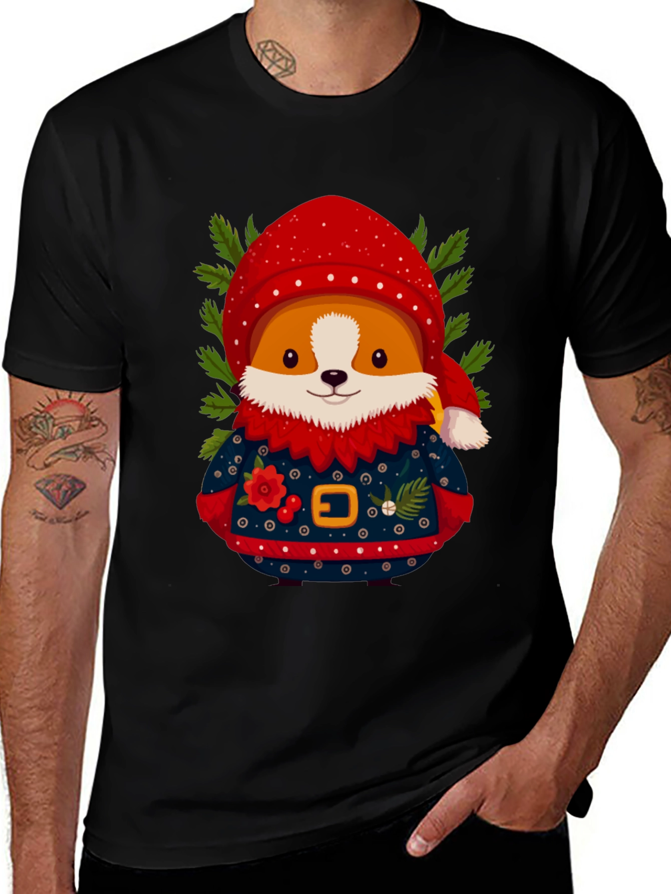 Festive Corgi Christmas T-Shirt