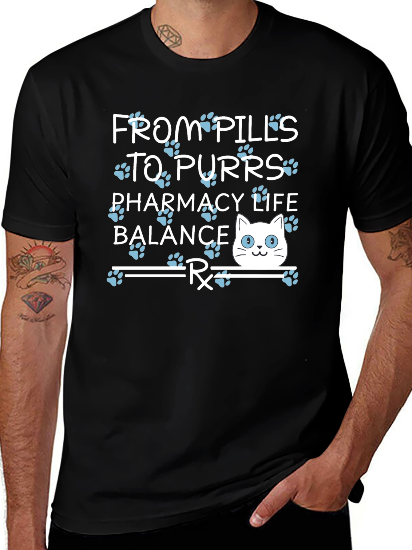 Pharmacy Life Balance Cat Lover T-Shirt