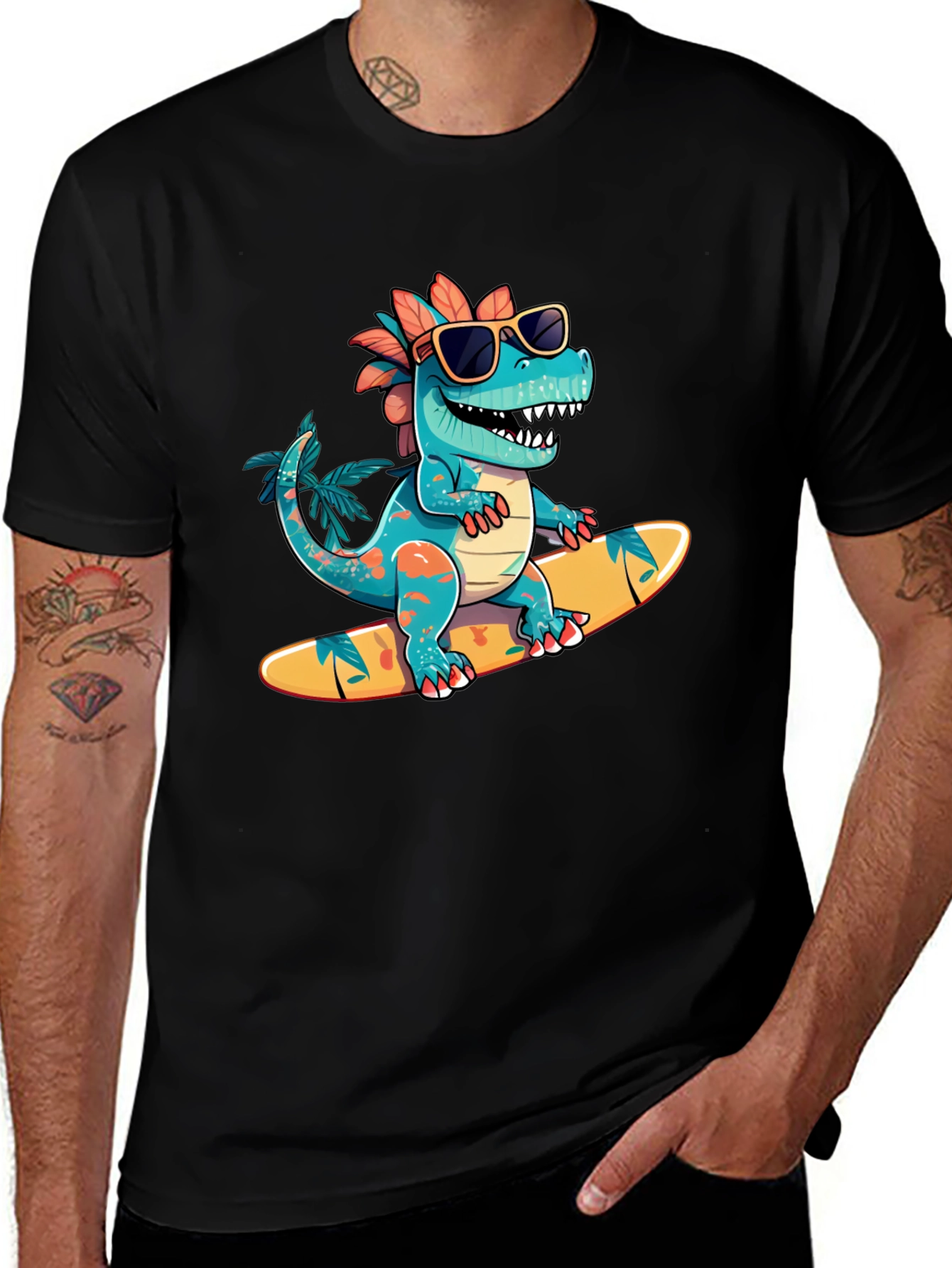 Variant 24 of Surfing Dinosaur T-Shirt