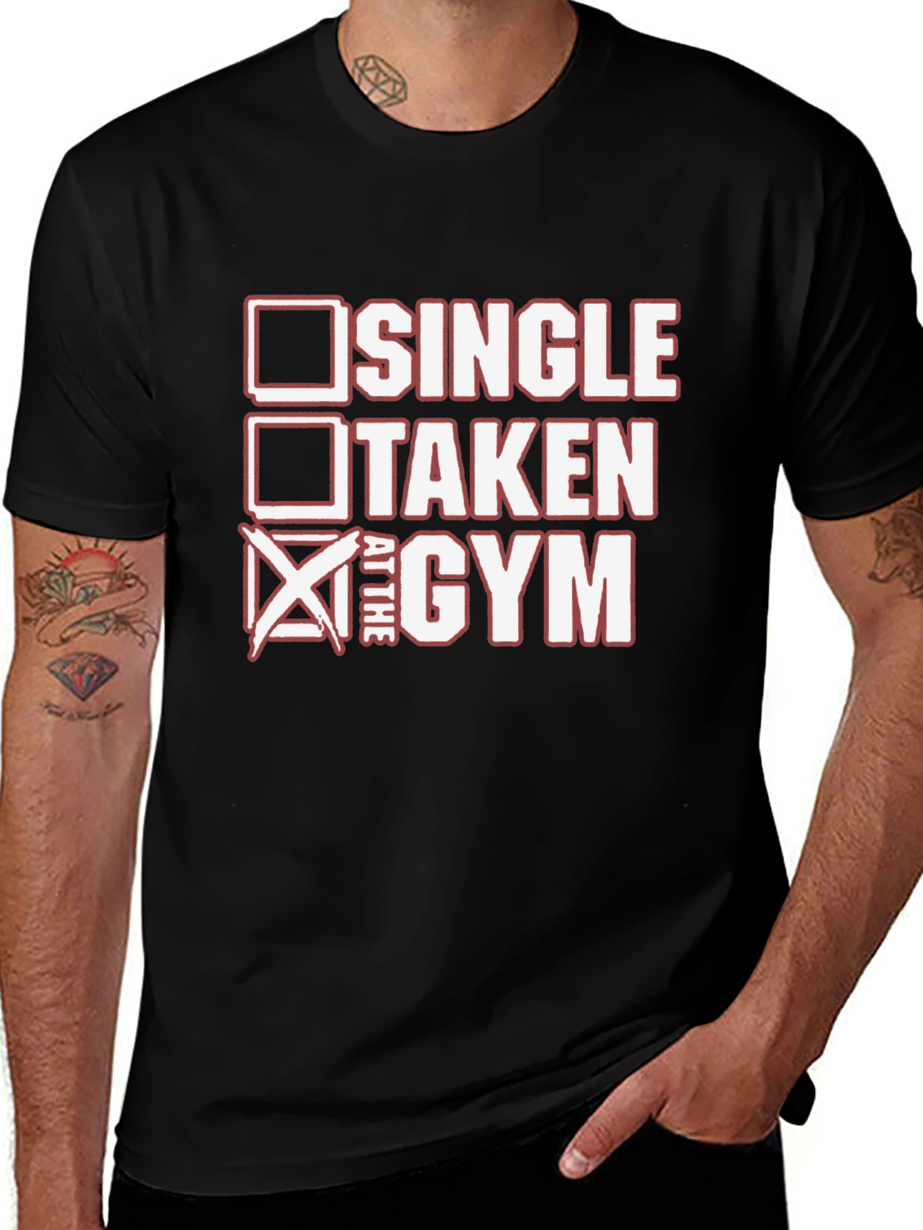 Variant 2 of Single Taken At The Gym Graphic Tee - Fitness Humor