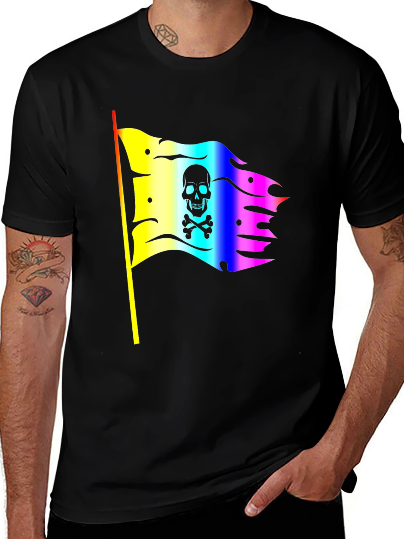 Variant 4 of Rainbow Pirate Flag Skull Graphic T-Shirt