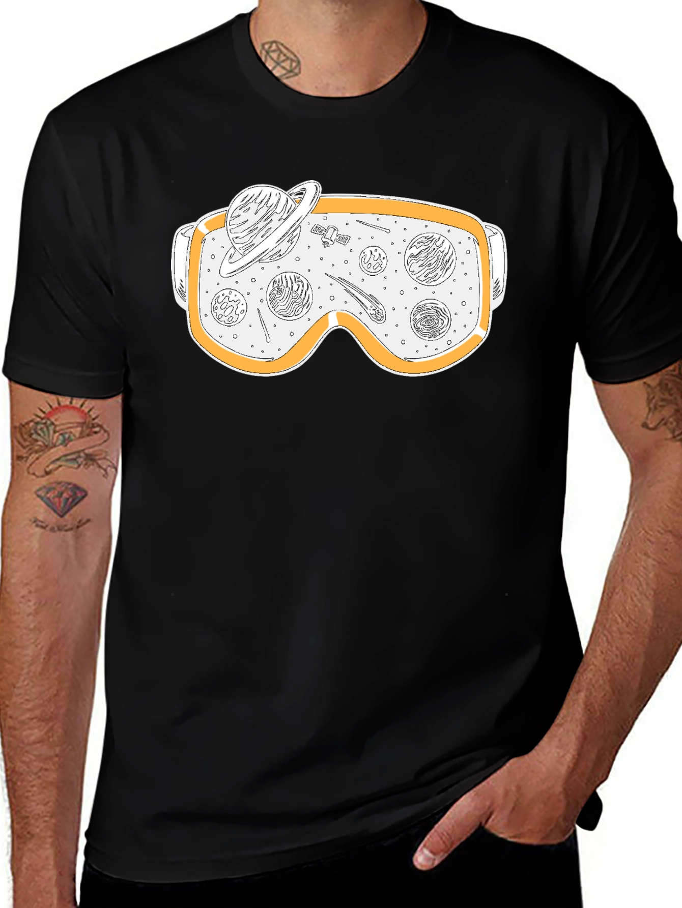 Variant 17 of Space Goggles Graphic Tee - Black Cotton Blend