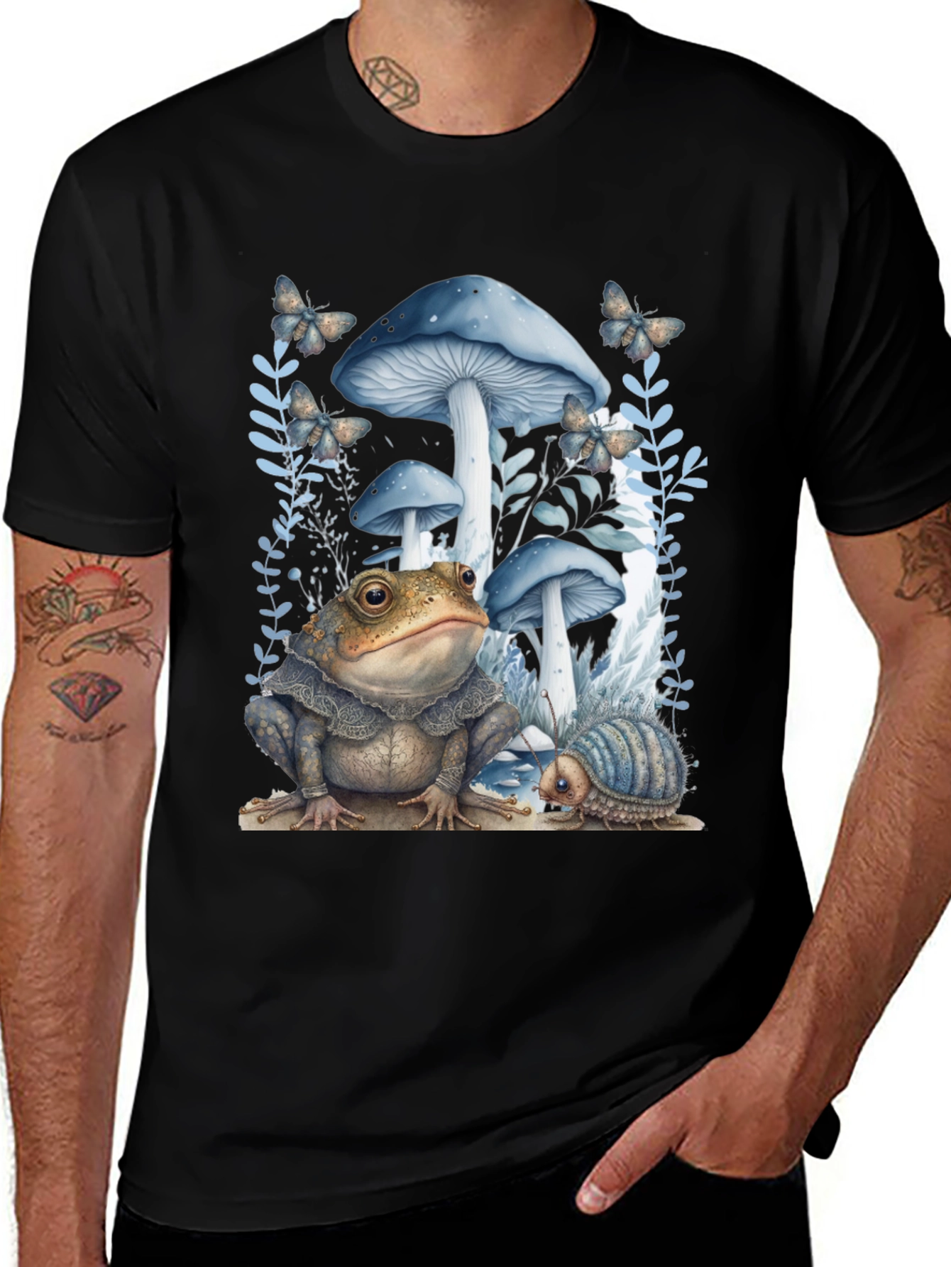 Variant 22 of Frog and Mushroom T-Shirt - Whimsical Design
