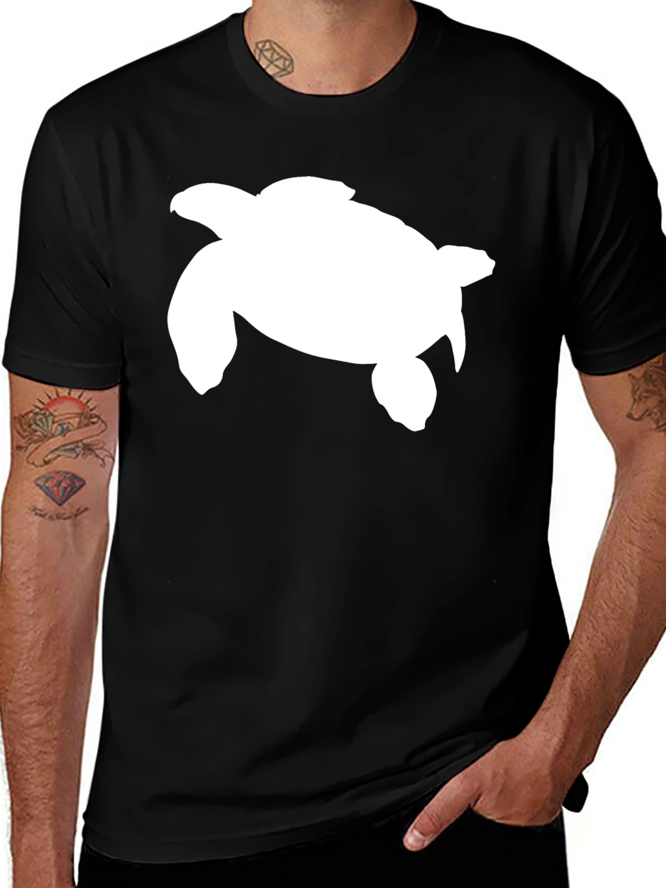 Variant 7 of Sea Turtle Graphic T-Shirt - Black Cotton Tee