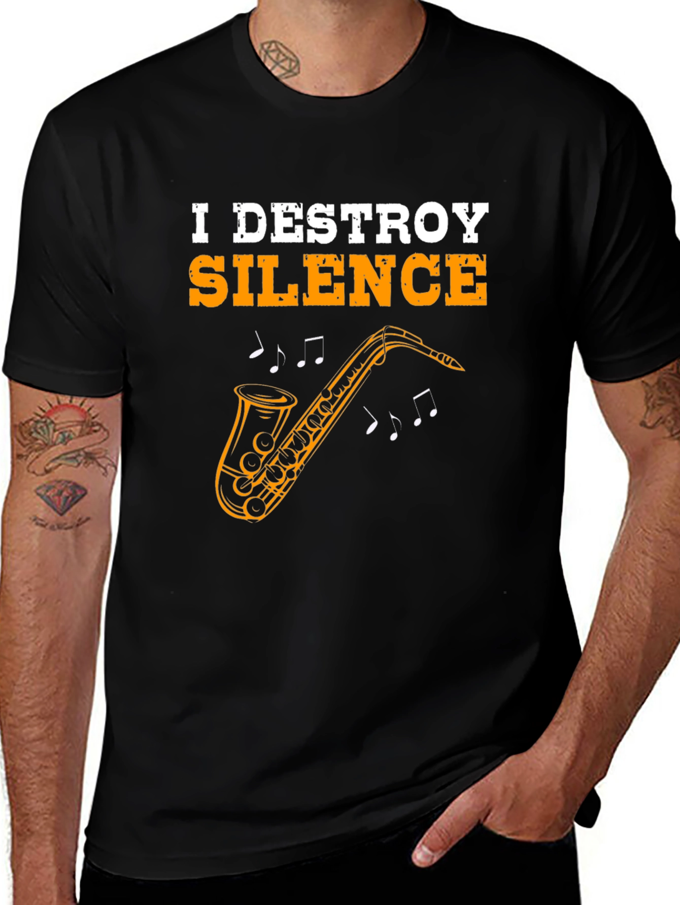 Variant 13 of I Destroy Silence Saxophone T-Shirt