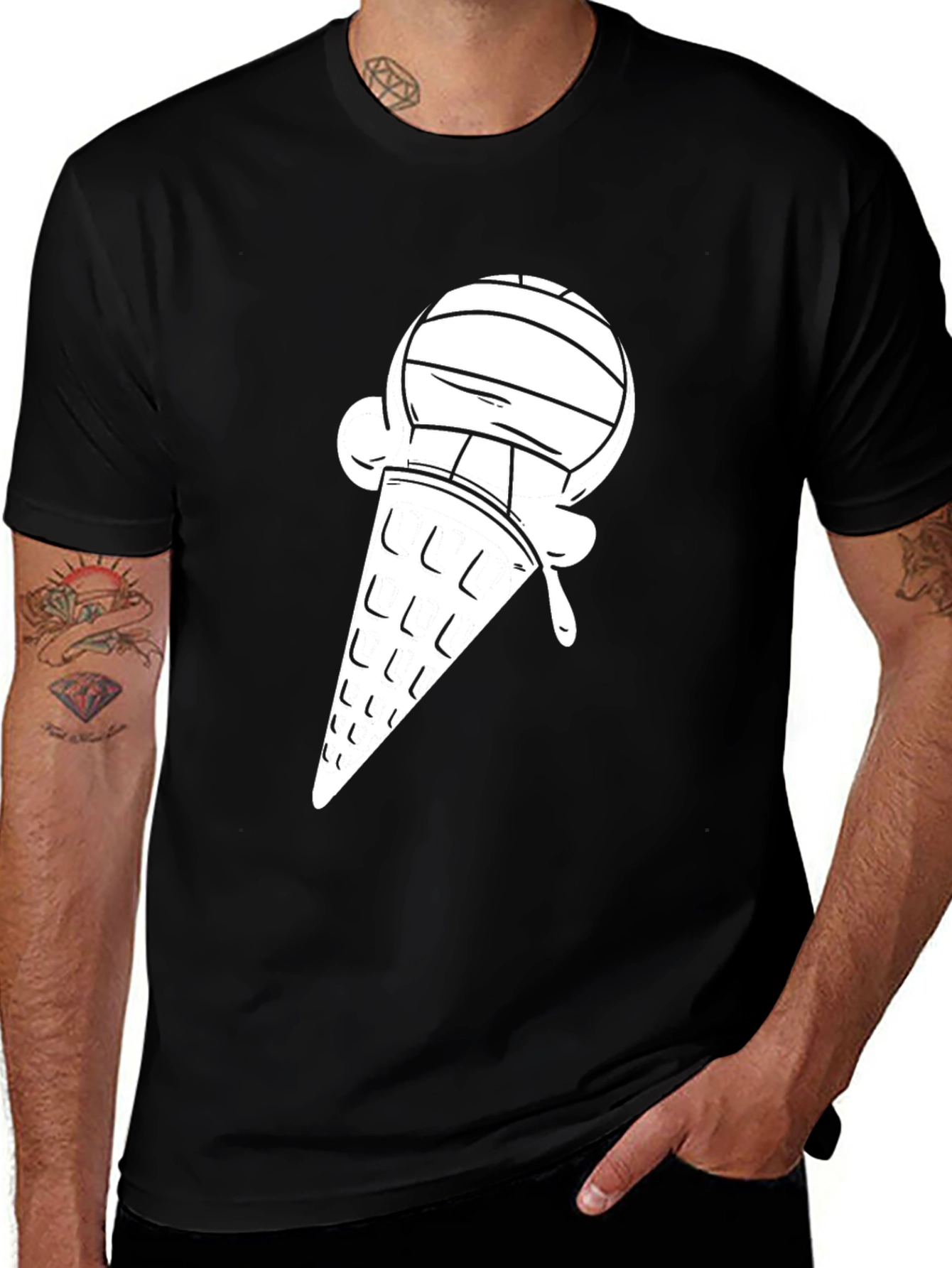 Variant 20 of Cool Black T-Shirt with Ice Cream Cone Design