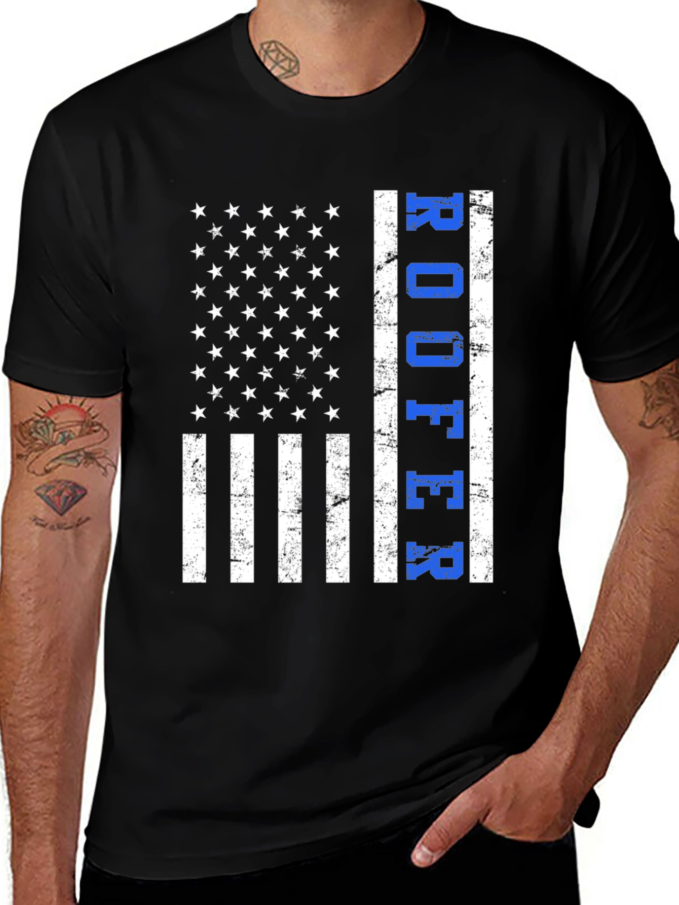 Variant 11 of Roofer American Flag T-Shirt Patriotic Job Pride