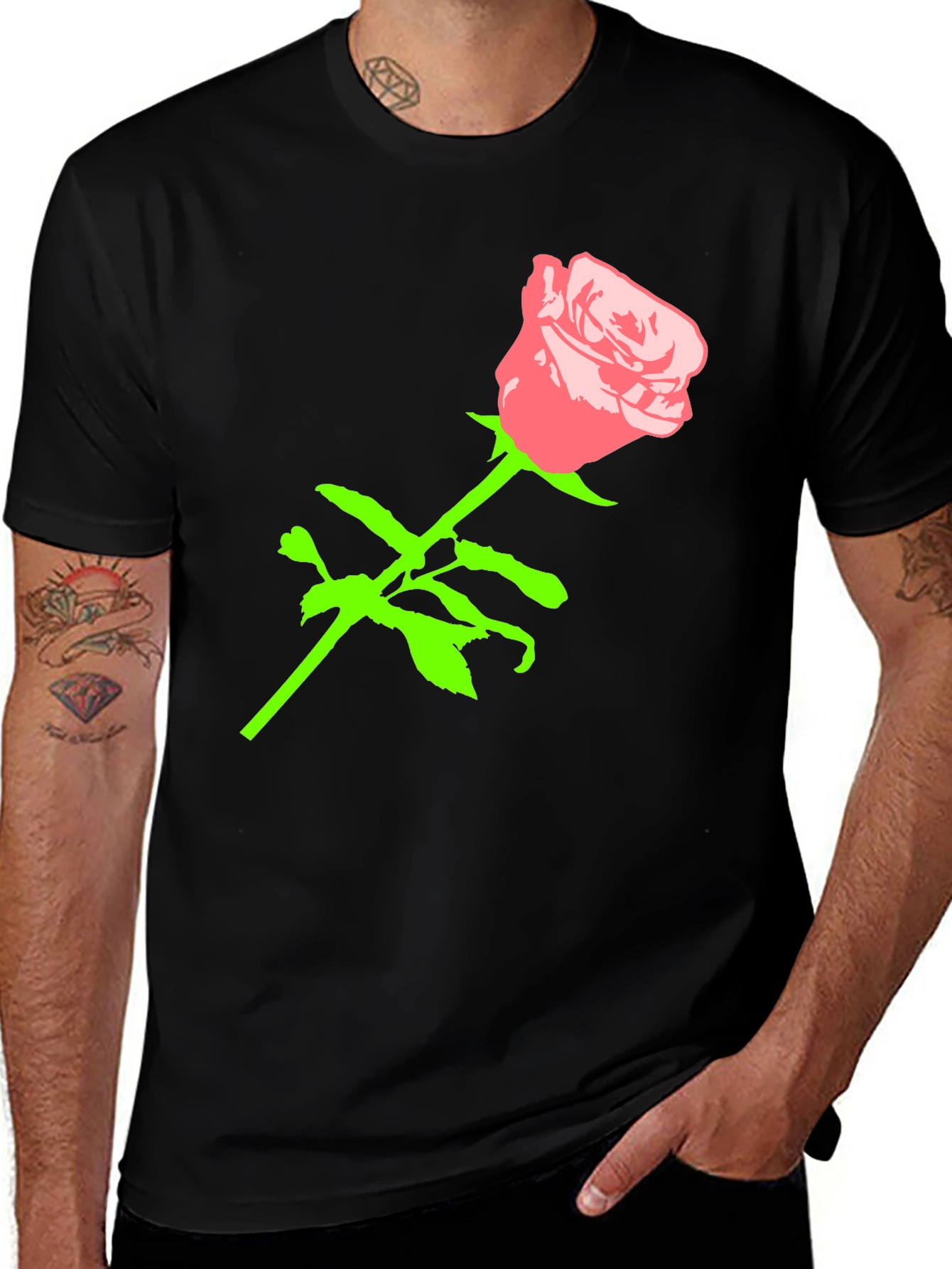 Variant 23 of Rose Graphic Black T-Shirt