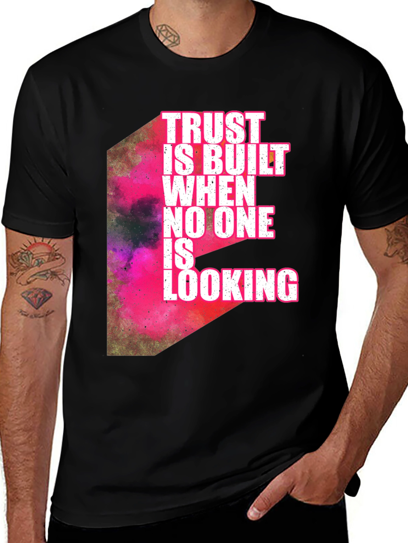 Variant 22 of Trust is Built Men's Black Graphic Tee