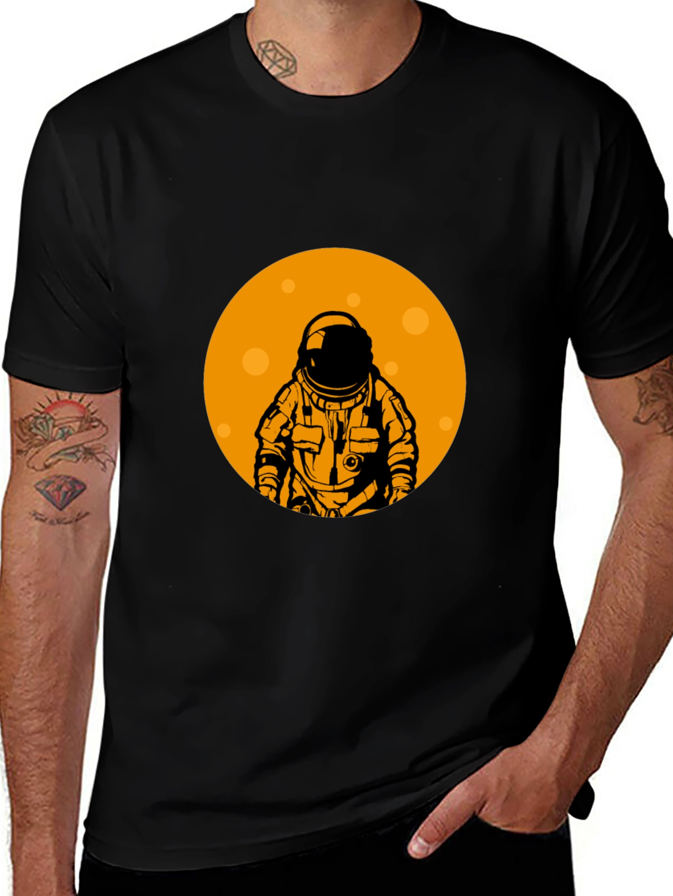 Variant 23 of Astronaut Moon Graphic Black T-Shirt