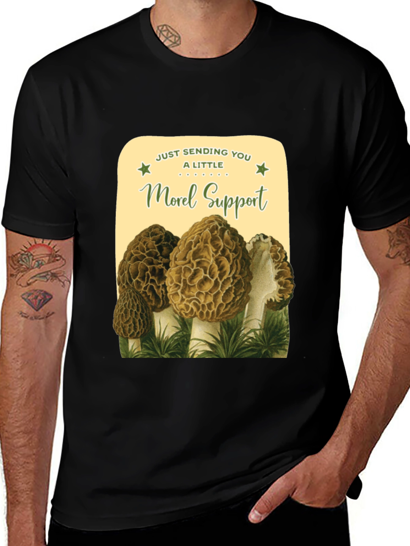 Variant 24 of Morel Support Graphic Tee - Unique Mushroom Design