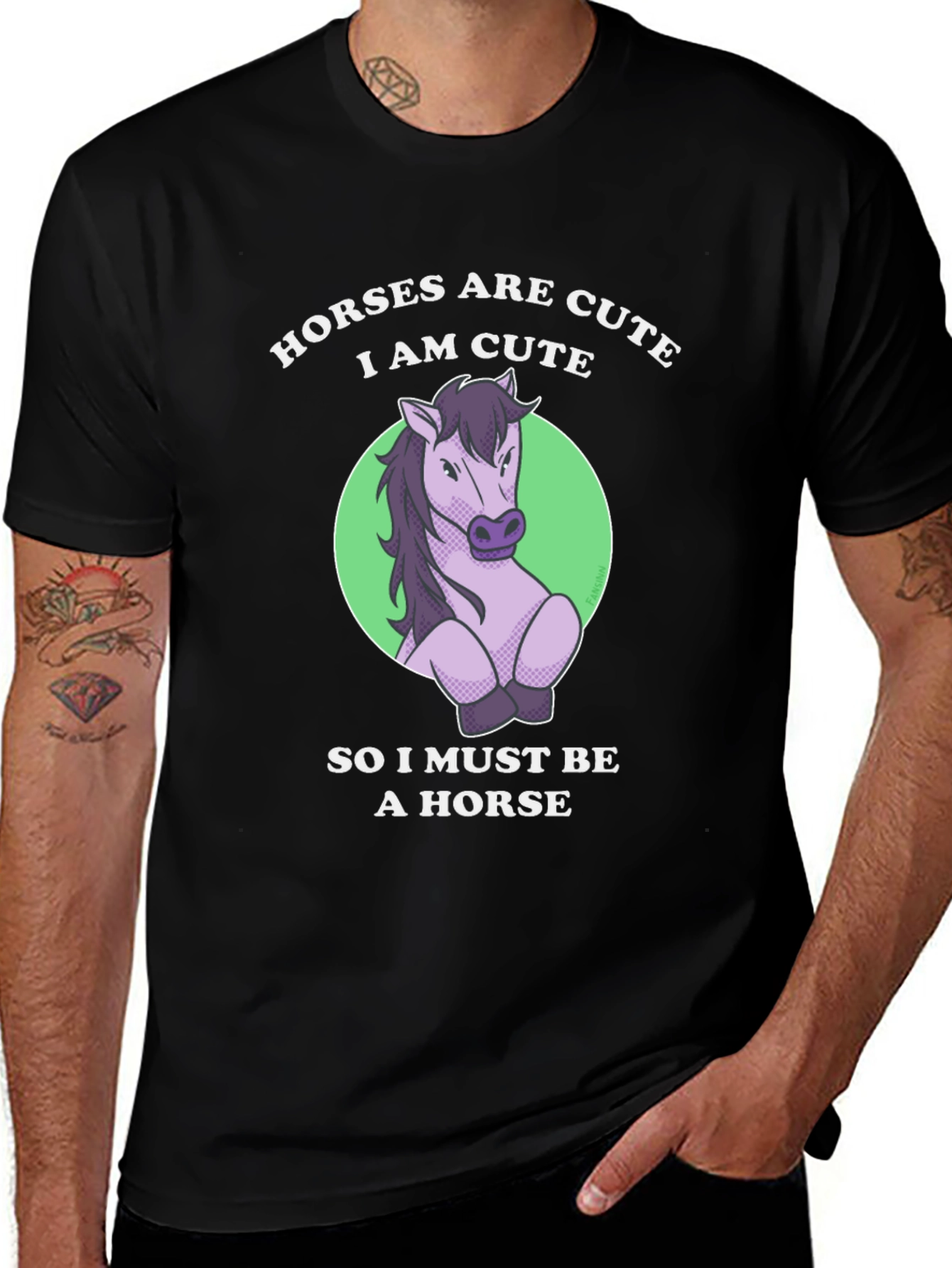 Variant 30 of Cute Horse Graphic T-Shirt - "Horses are Cute, I am Cute"