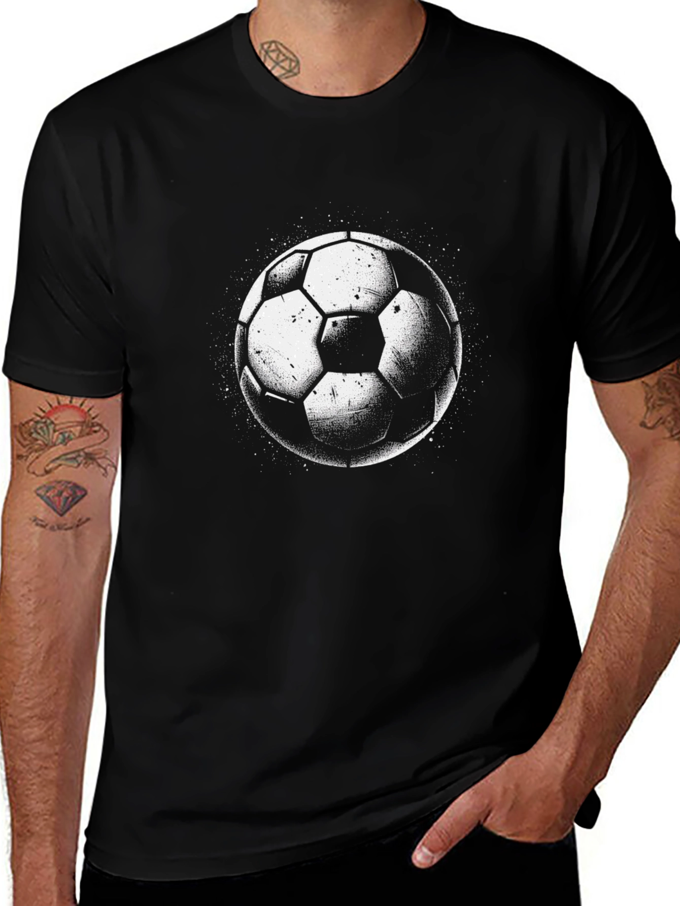 Variant 8 of Soccer Ball Graphic Tee - Black Cotton T-Shirt