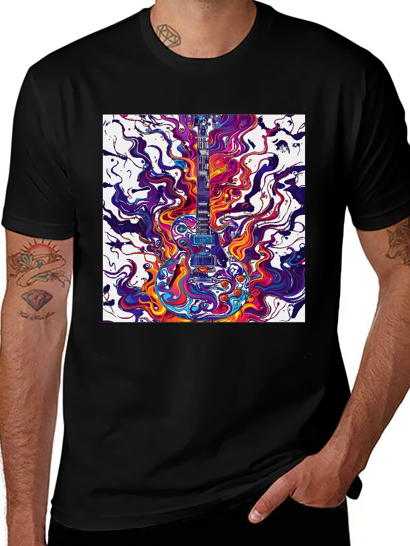 Variant 14 of Psychedelic Guitar T-Shirt - Vivid Music Art