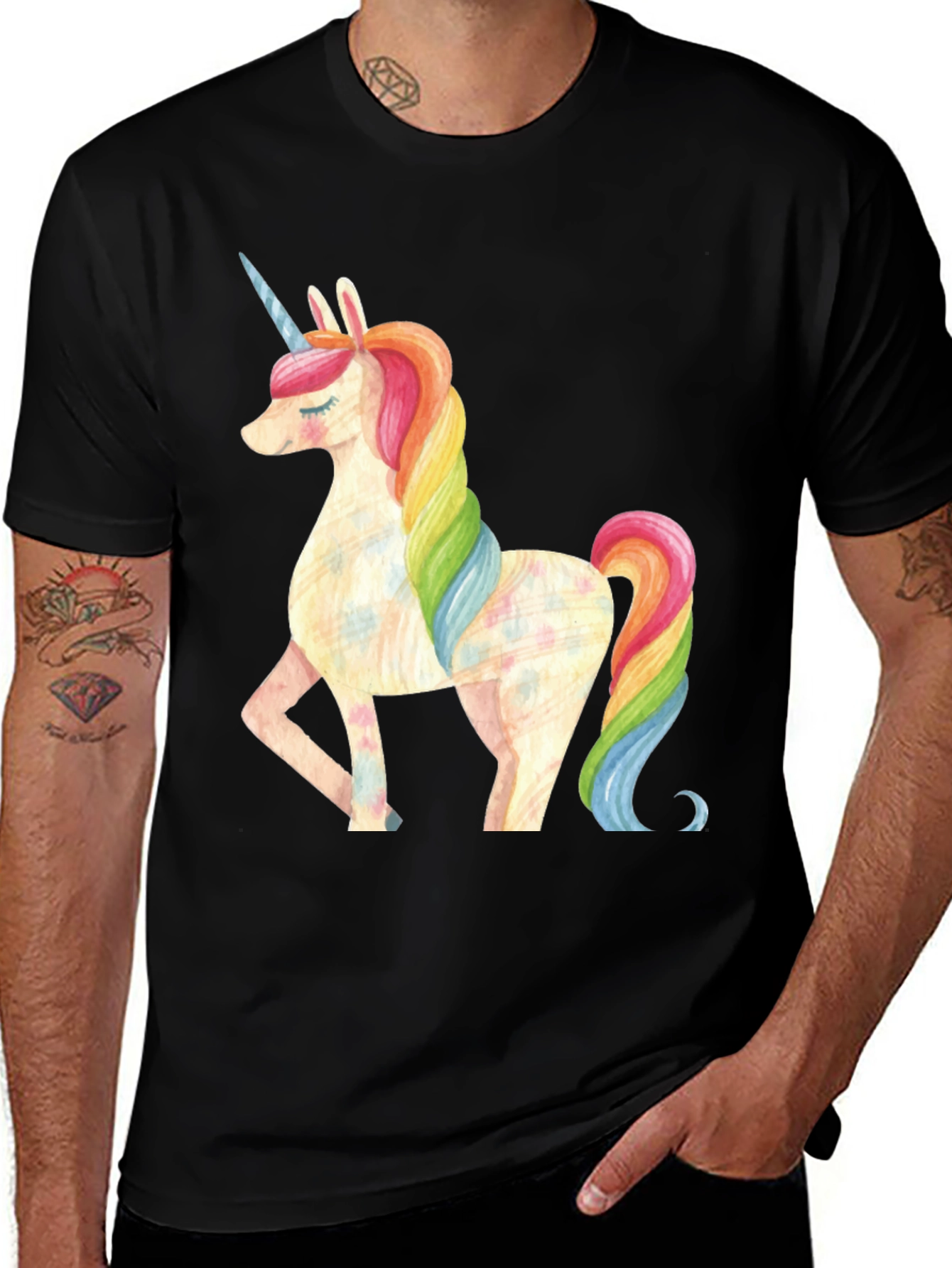 Variant 10 of Unicorn Graphic Black T-Shirt