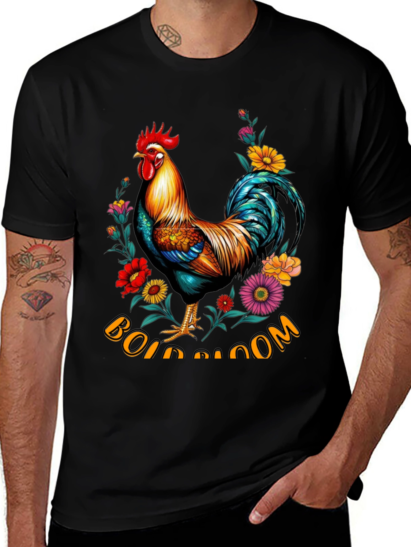 Variant 30 of Floral Rooster Graphic Tee