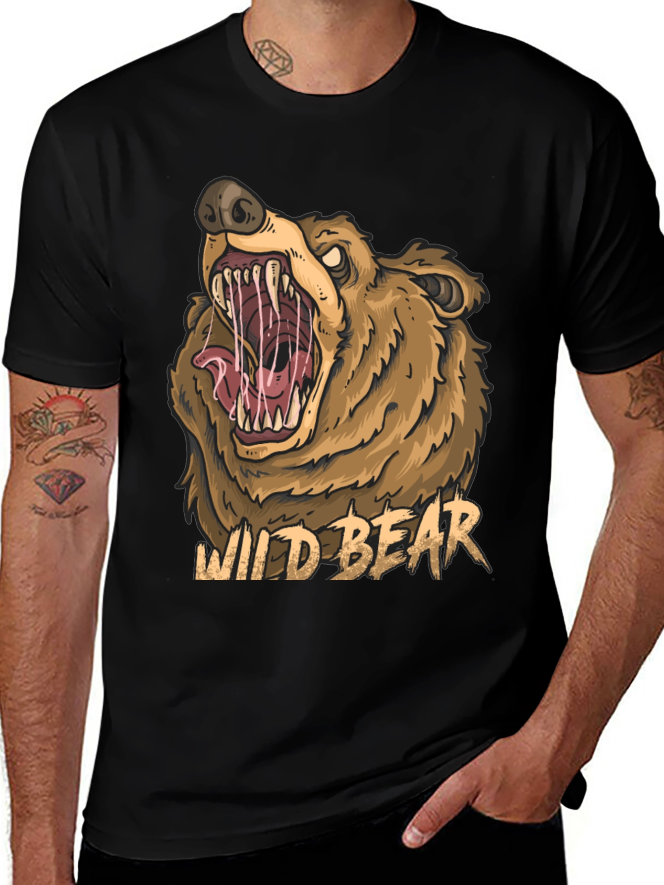 Variant 19 of Wild Bear Graphic Tee - Men's Black T-Shirt