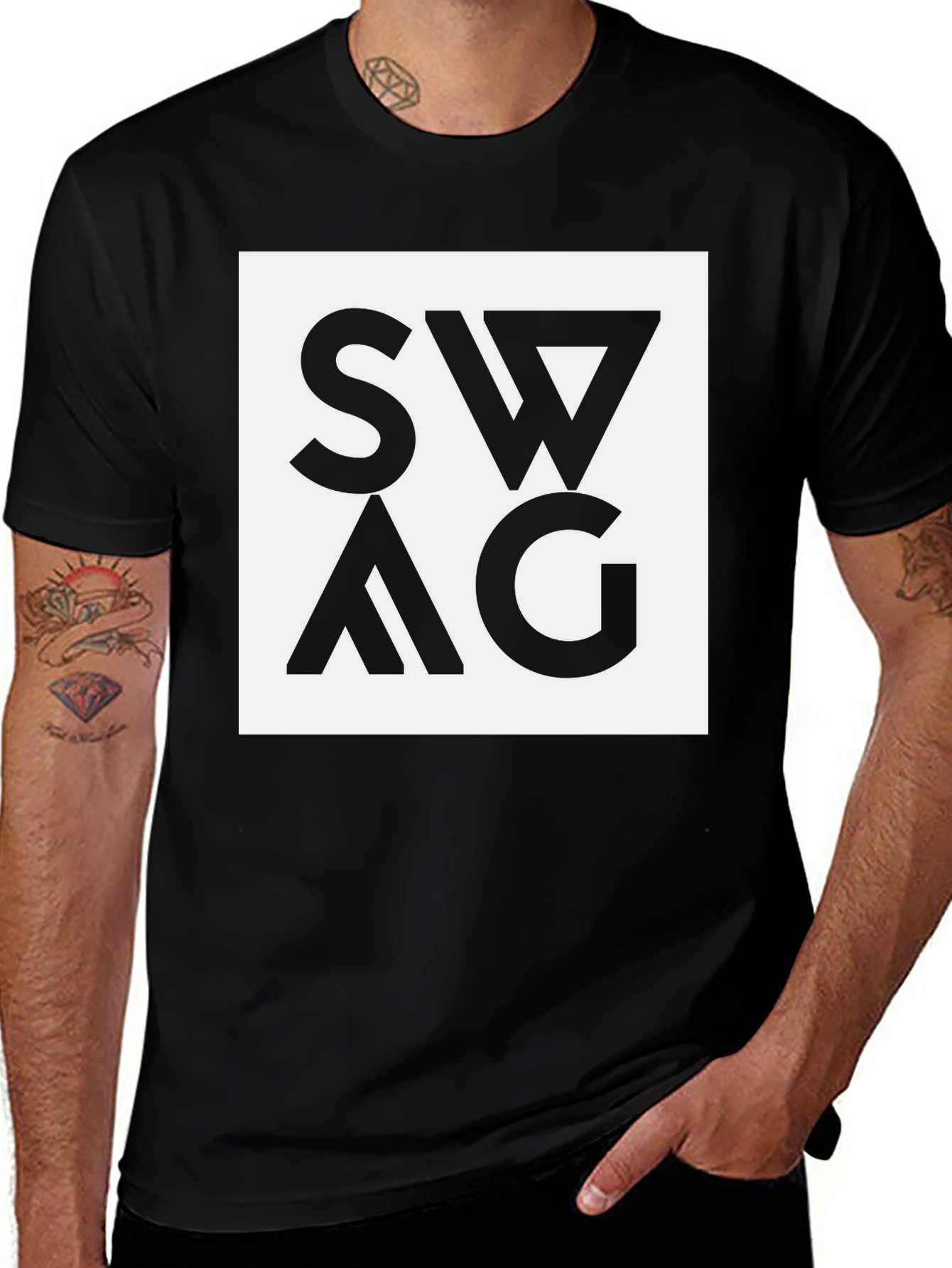 Variant 2 of Swag Graphic Tee - Black Cotton Blend