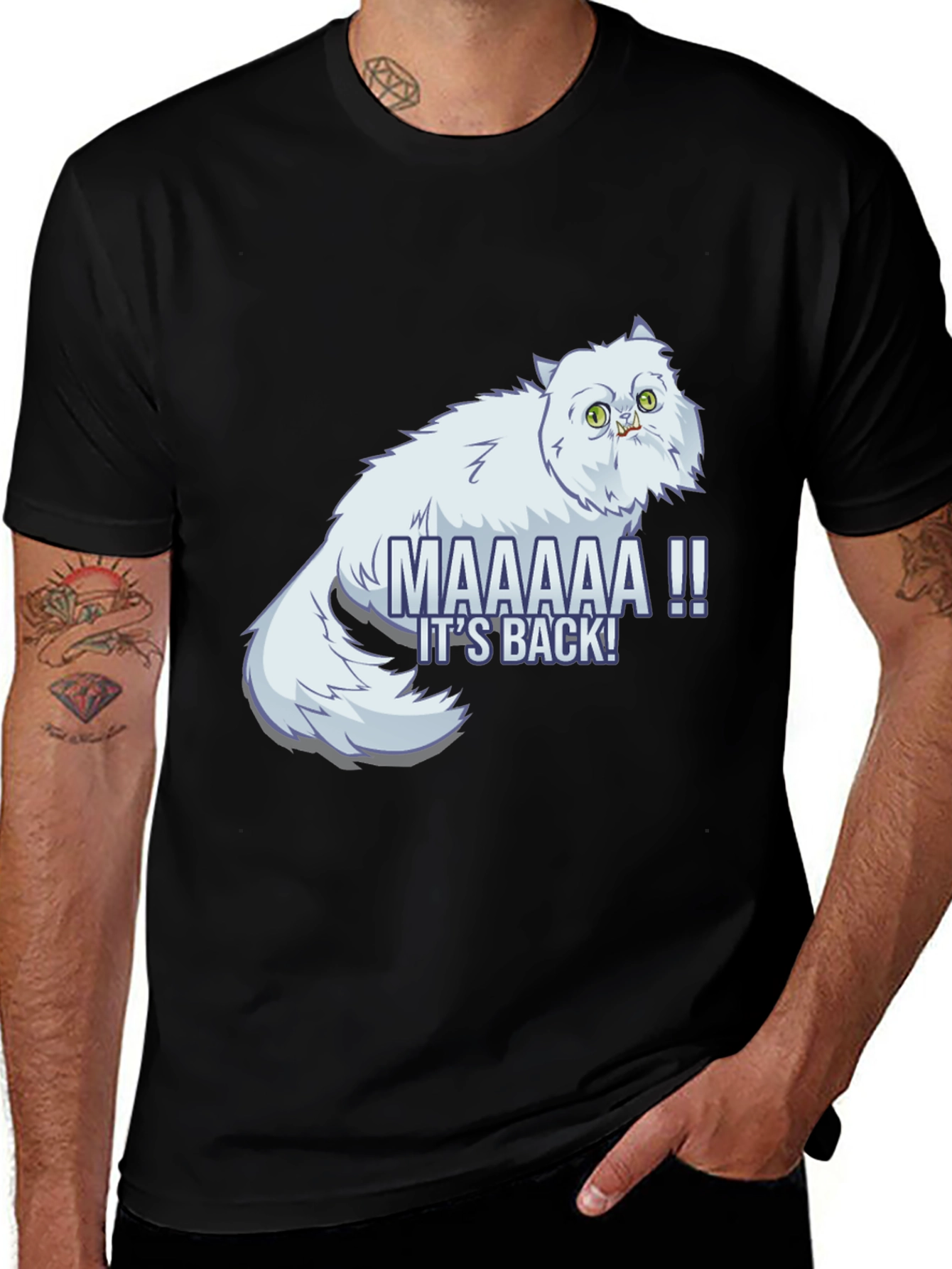 Variant 2 of Funny Cat Graphic T-Shirt - "It's Back!"