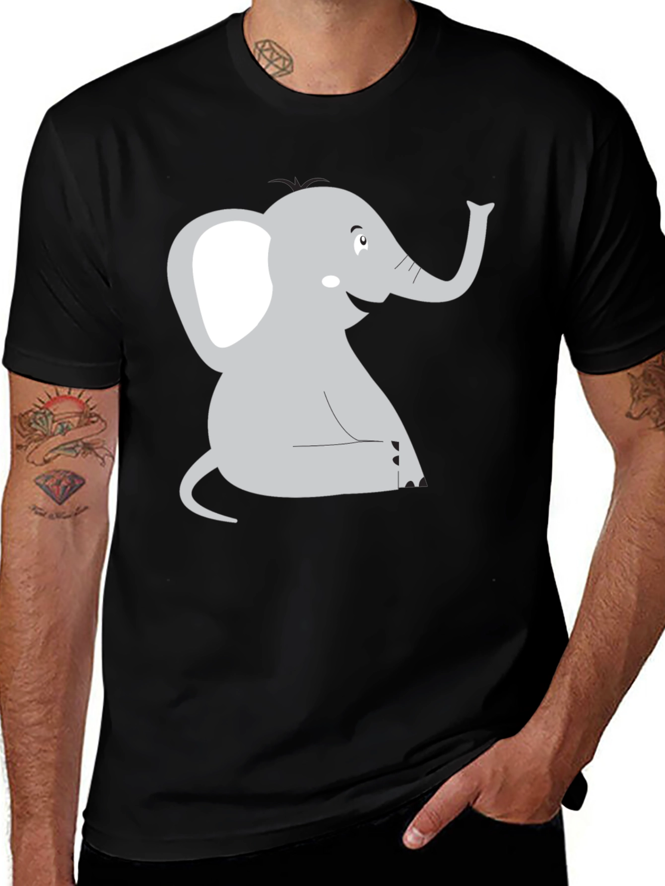 Variant 27 of Elephant Graphic Tee - Black Cotton Comfort