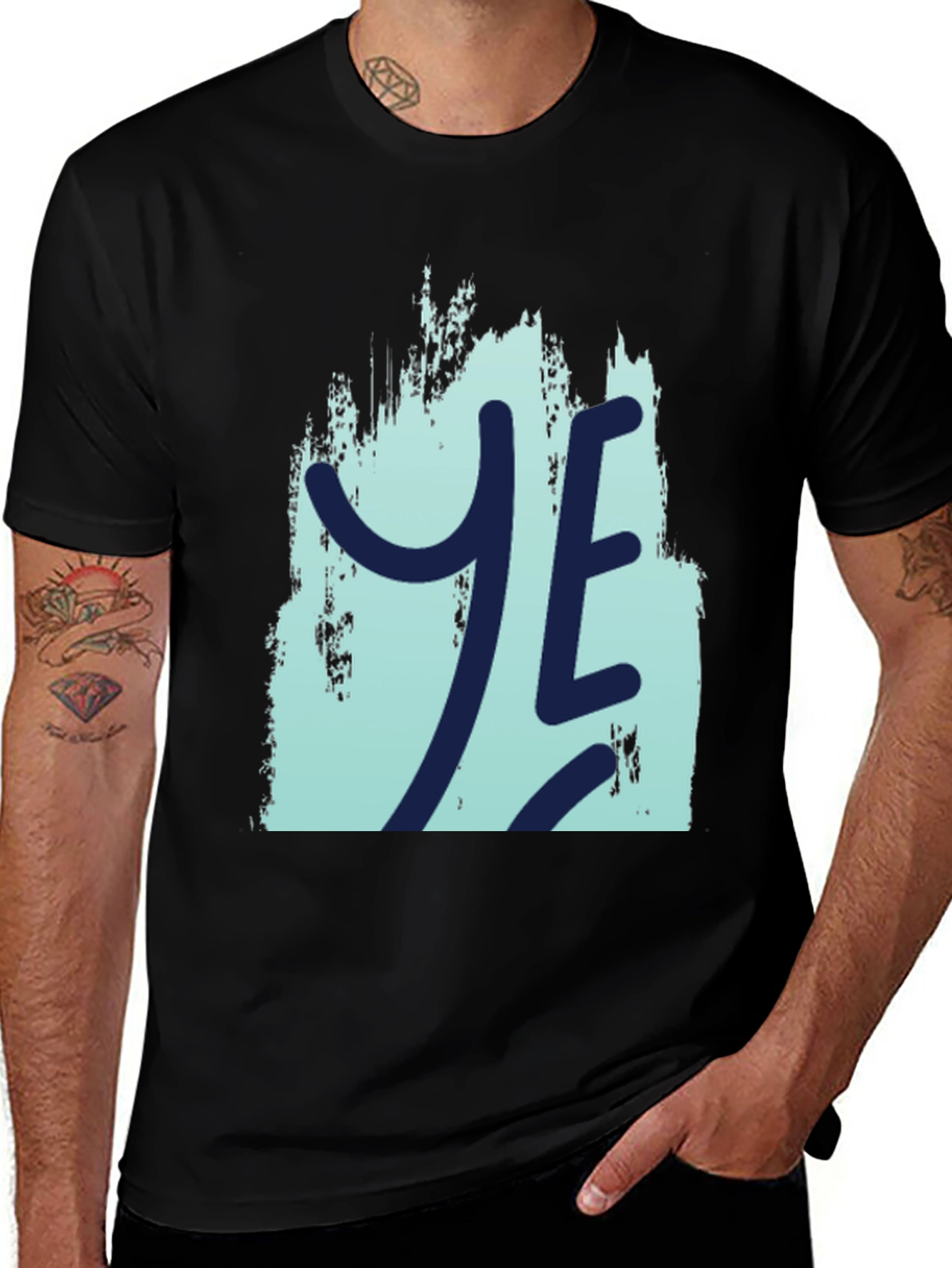 Variant 30 of YE Graphic Print Men's Black T-Shirt