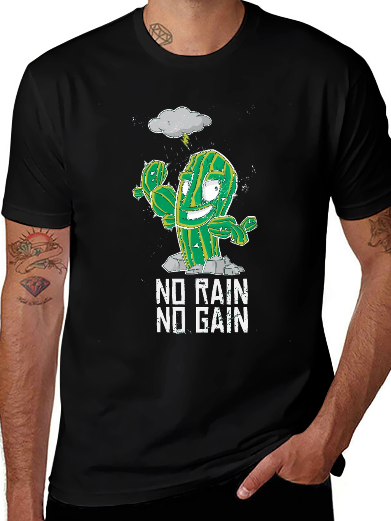 Variant 18 of No Rain No Gain Cactus Graphic T-Shirt