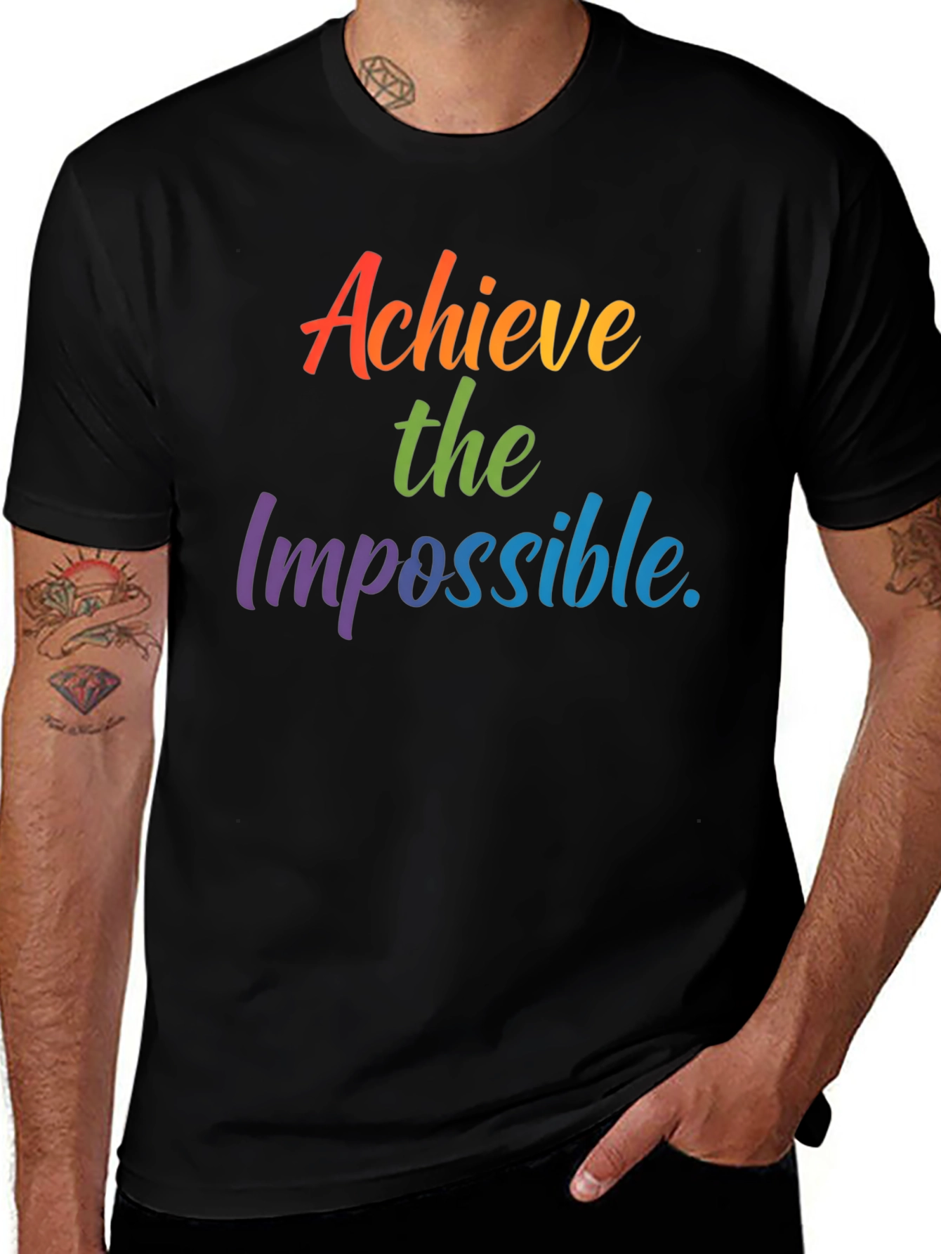 Variant 13 of Achieve the Impossible Rainbow Graphic Tee