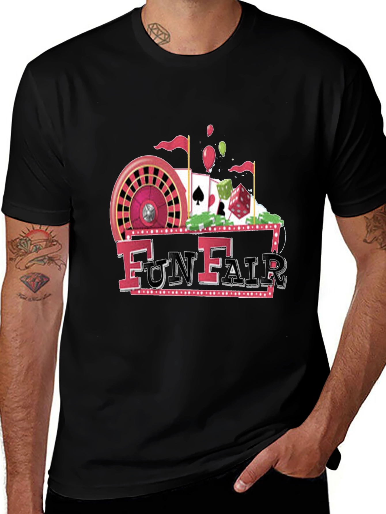 FunFair Graphic Tee - Black Cotton Casino Style Shirt