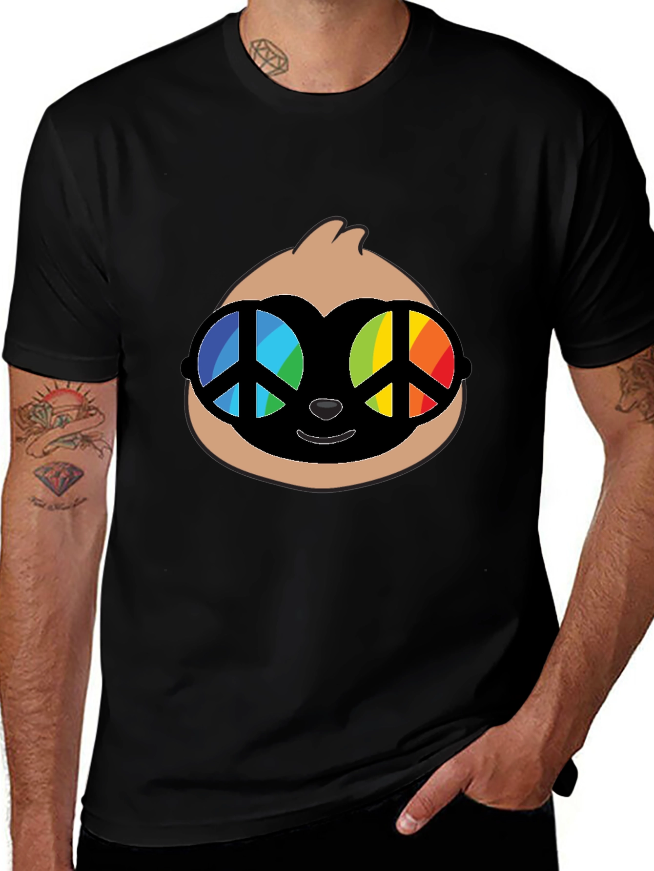 Variant 27 of Sloth with Peace Sign Glasses Graphic Tee