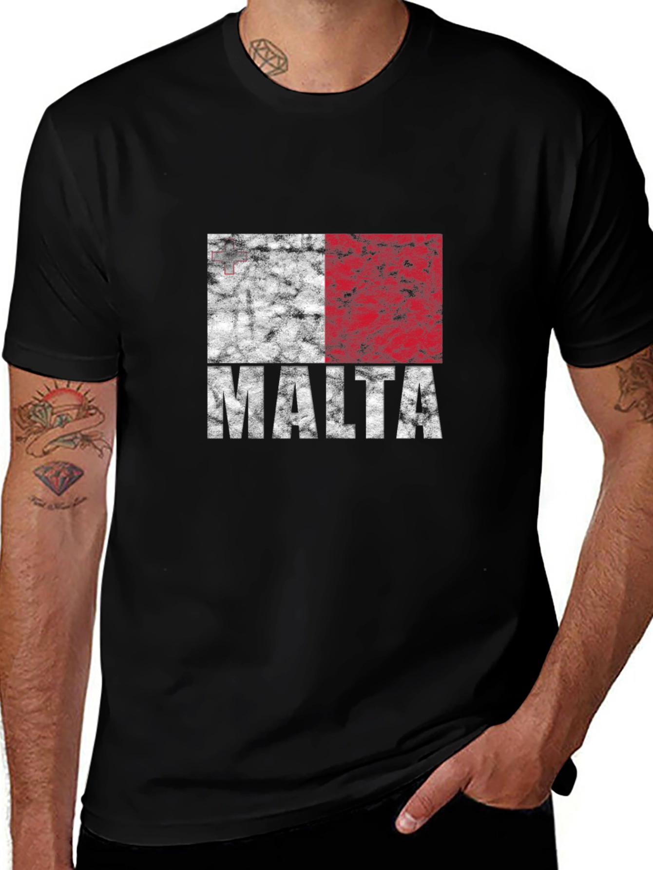 Malta Flag T-Shirt - Distressed Design
